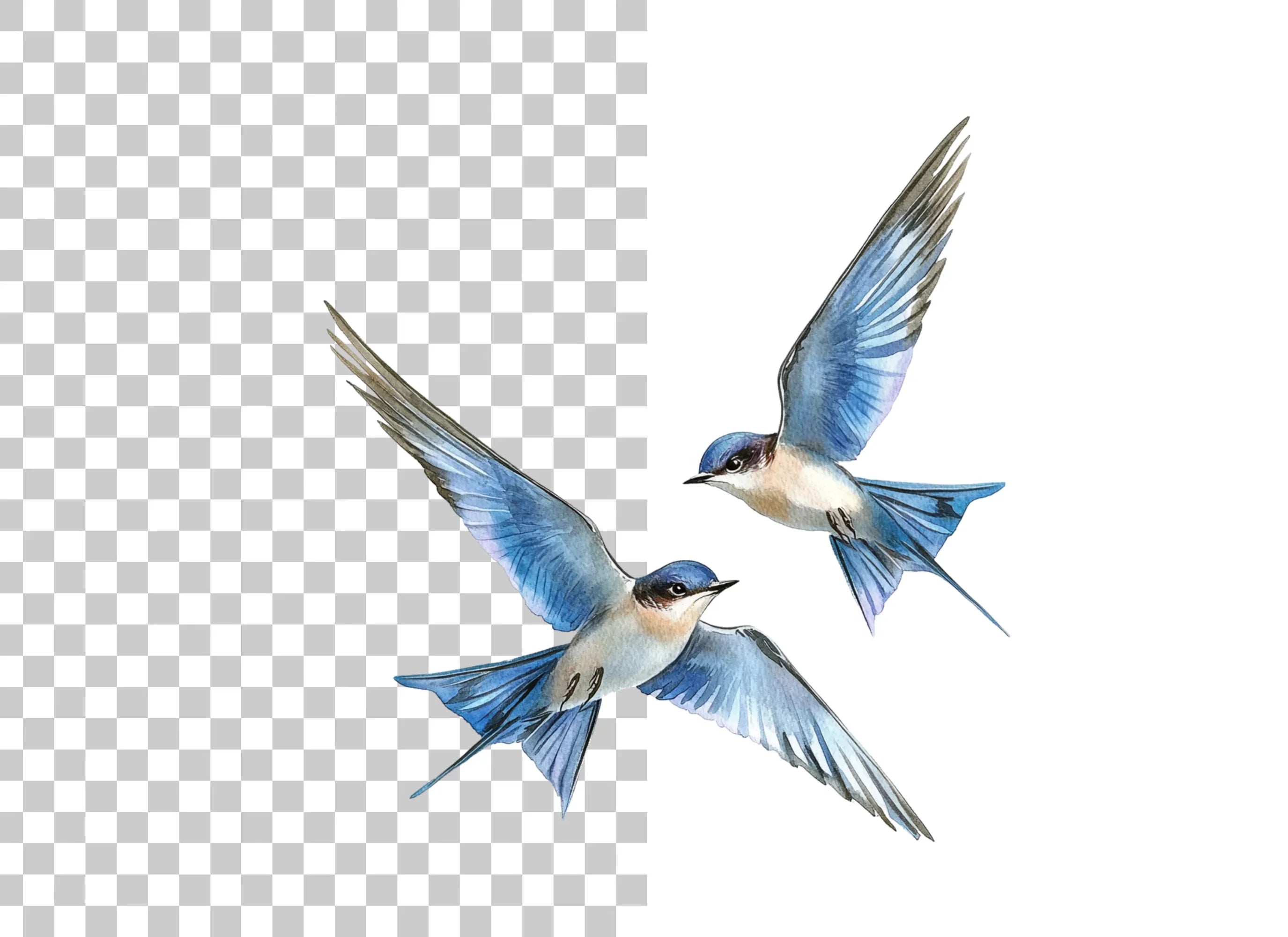 Flying Blue Birds Clipart Bundle