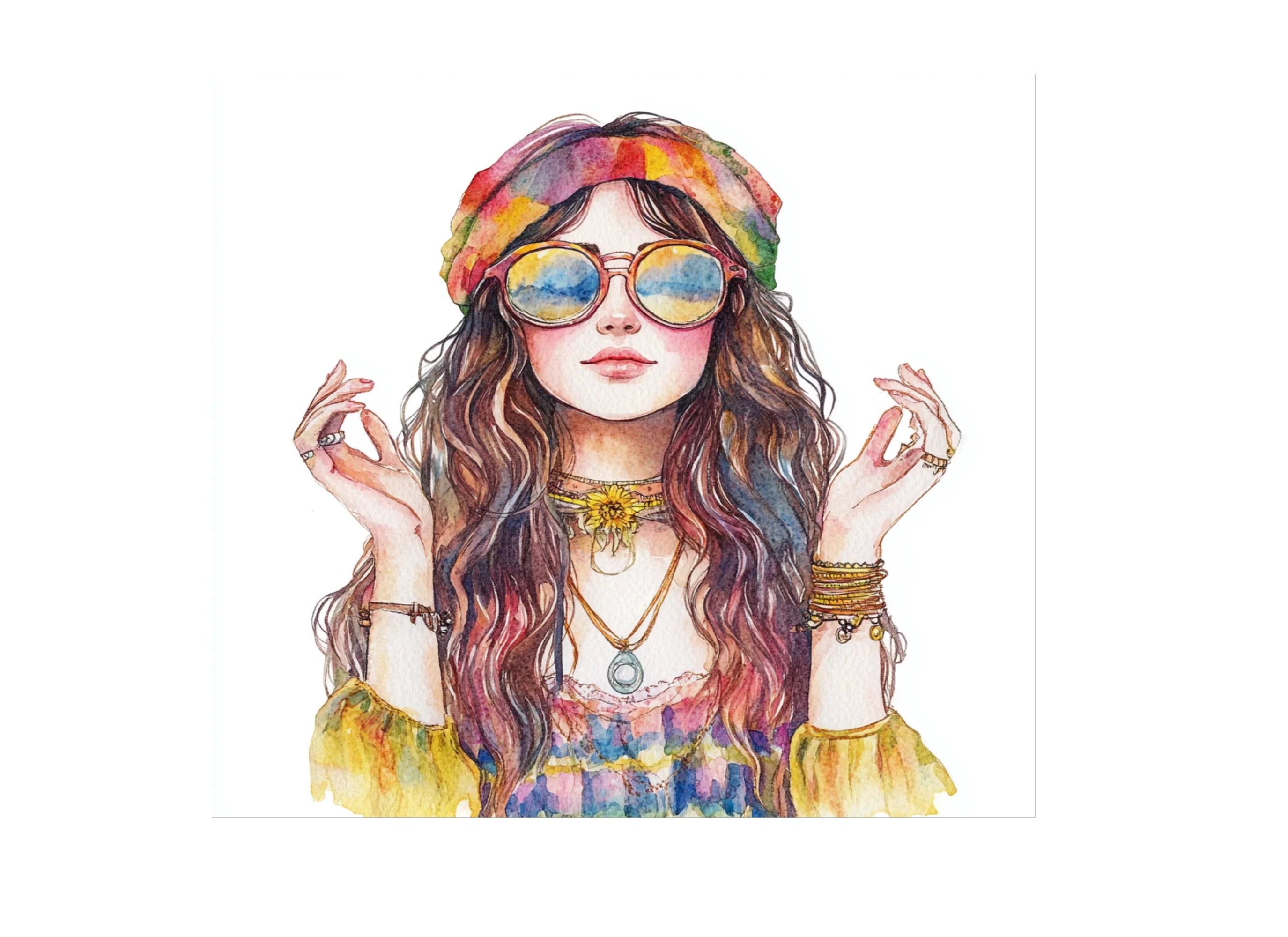 Hippie Girl Clipart Bundle