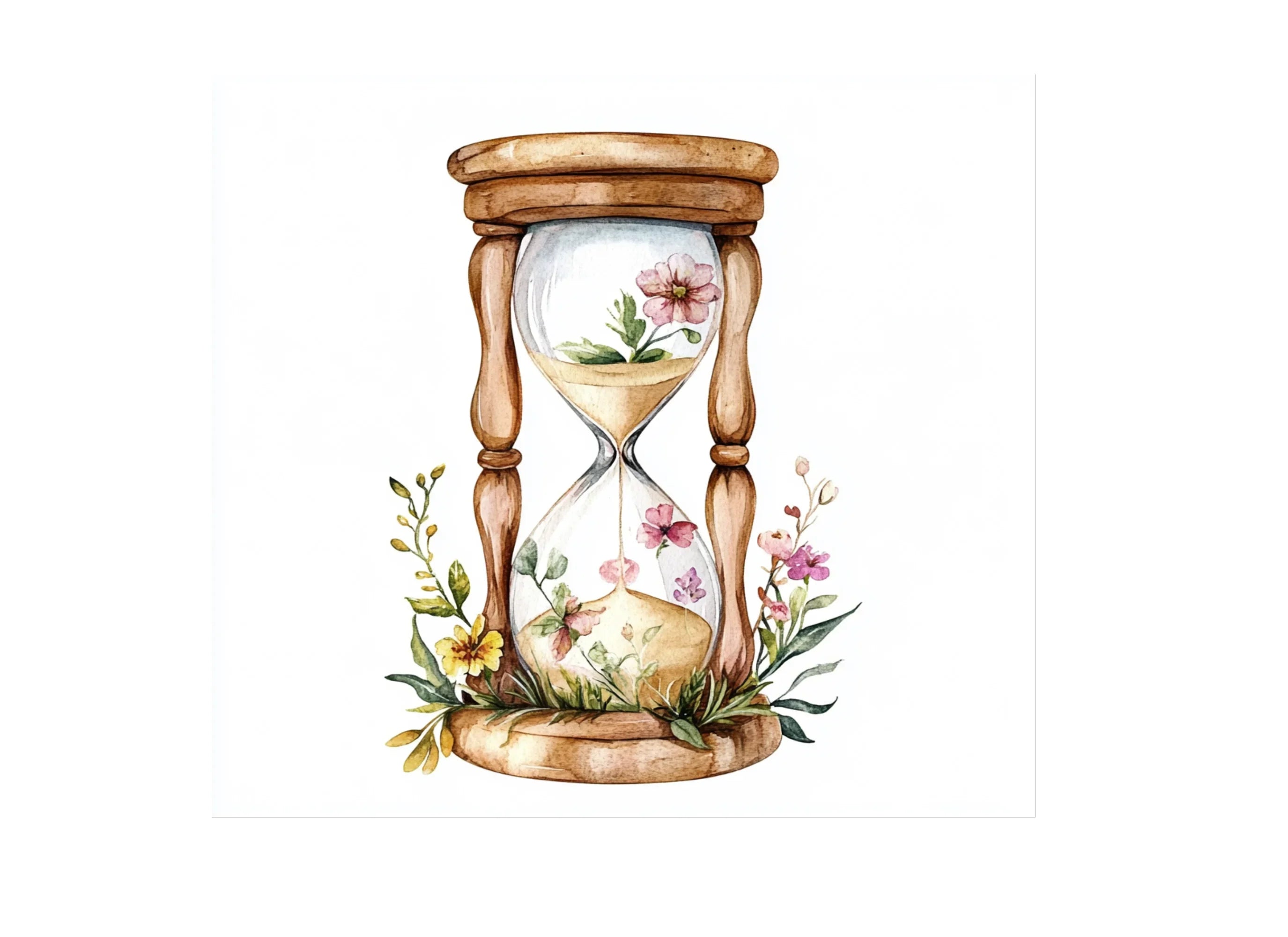 Floral Hourglass Clipart Bundle