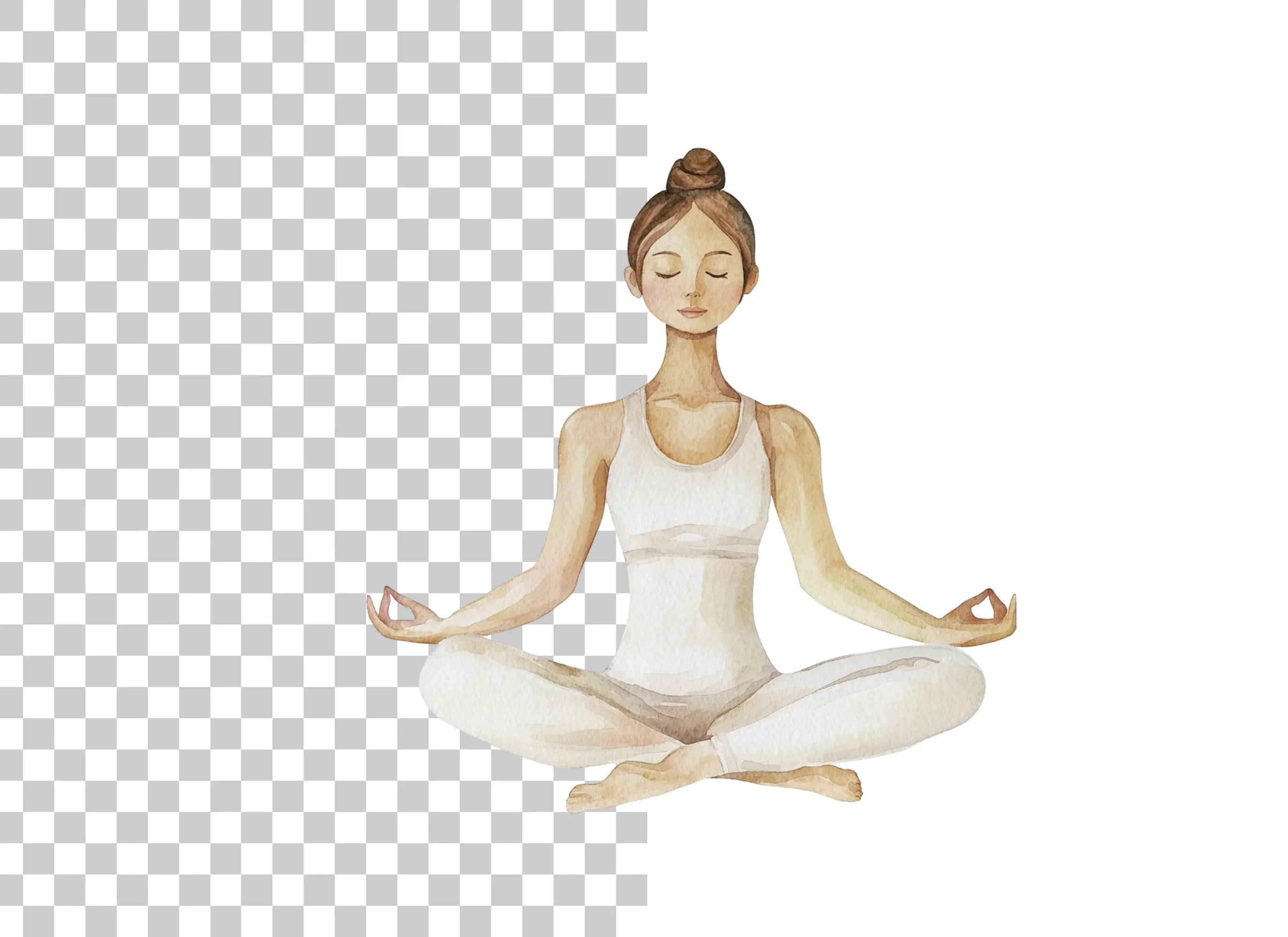 Meditating Woman Yoga Pose Clipart Bundle