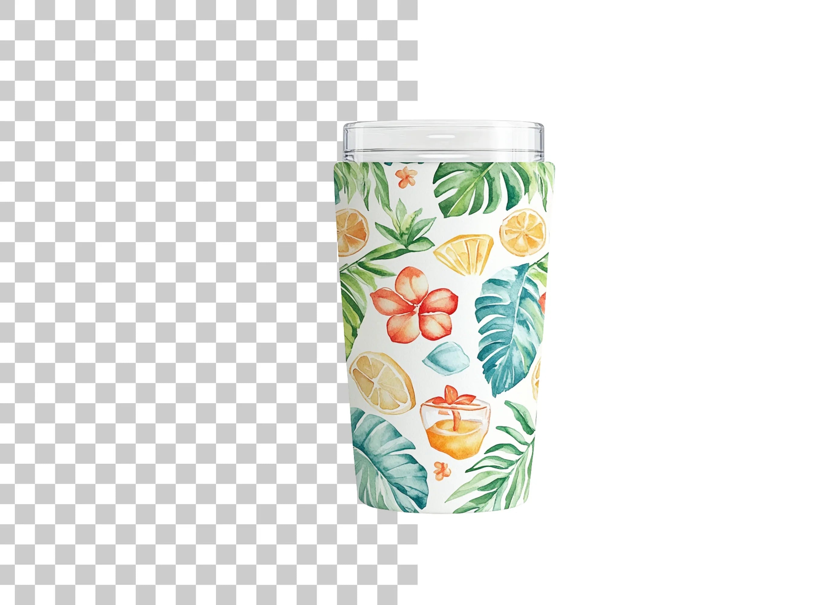 Tropical Fruit and Leaf Tumbler Clipart Bundle