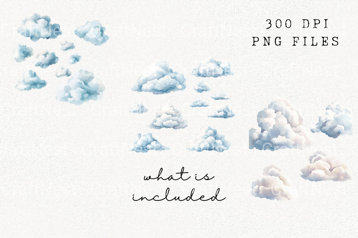 Realistic Watercolor Cloud Clipart Planner