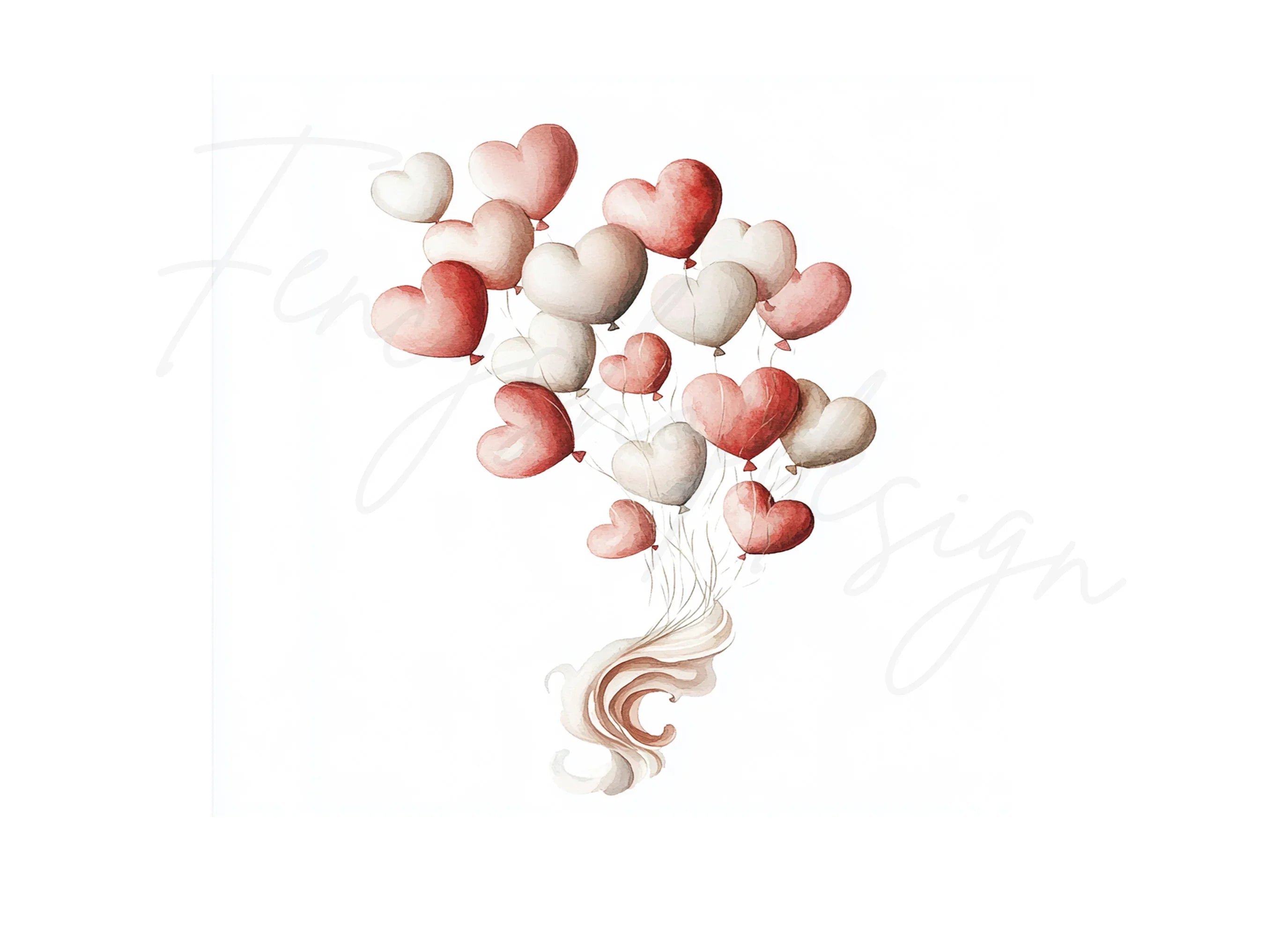 Romantic Heart Balloon Clipart Bundle