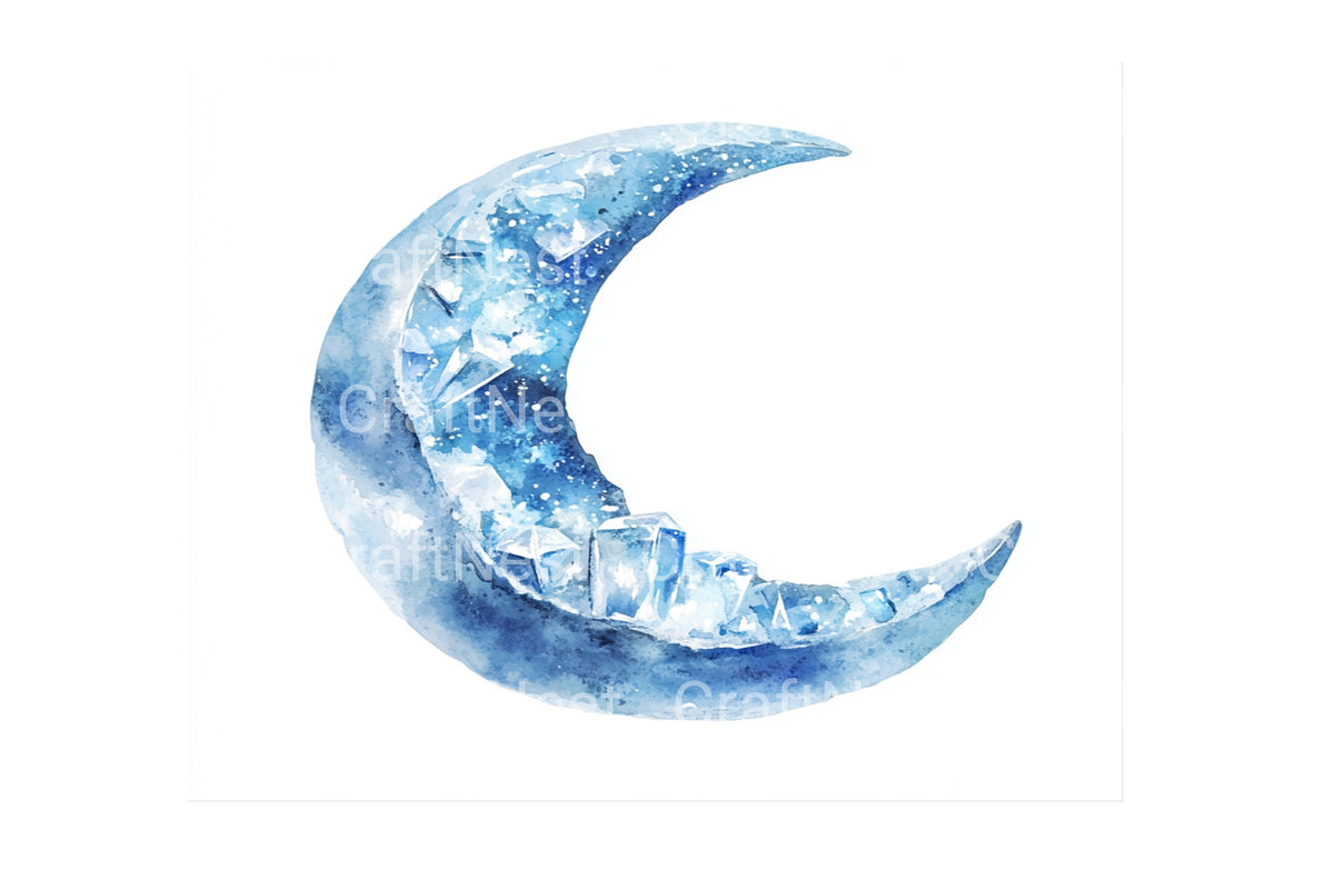 Blue Moon Water Droplet Artwork Clipart Bundle