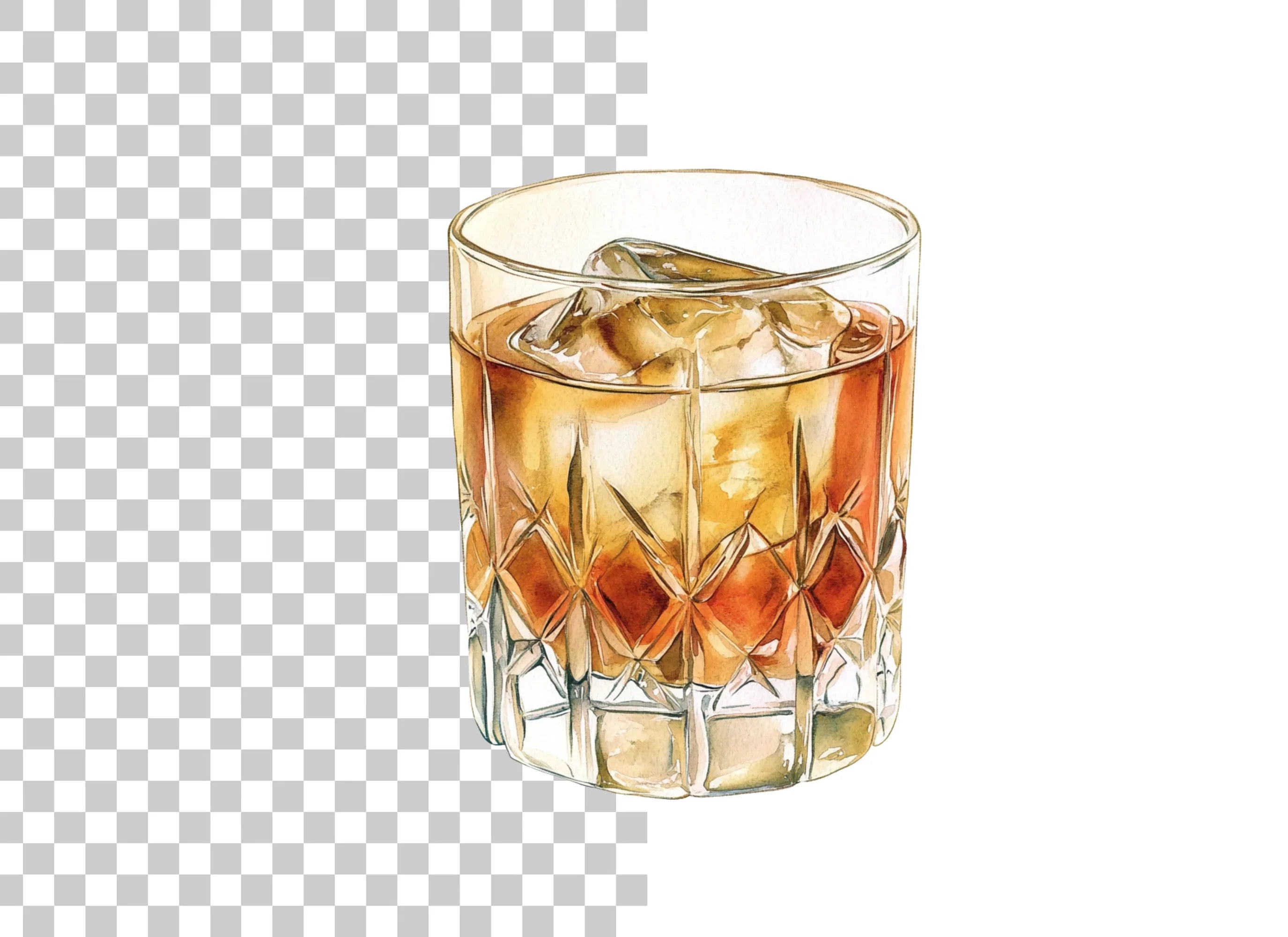 Whiskey Glass with Ice Clipart Bundle