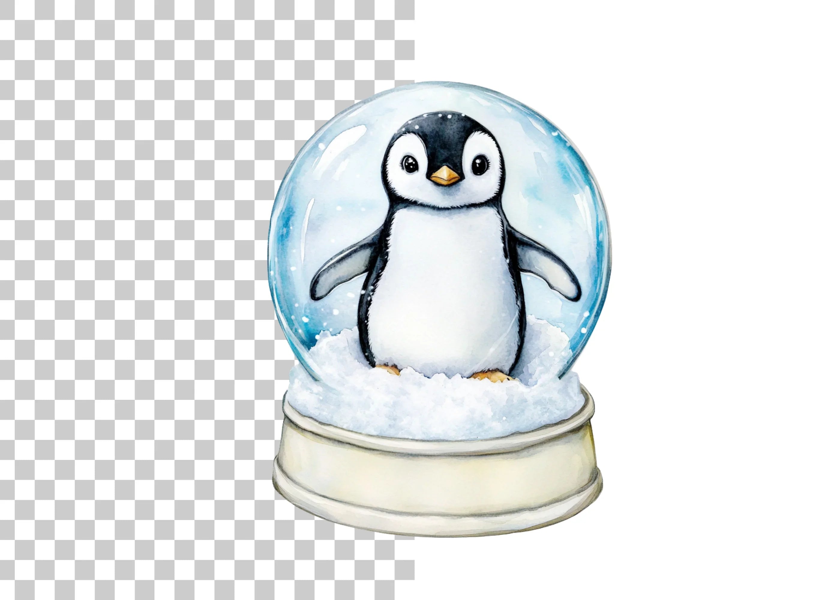 Cute Penguin Snow Globe Clipart Bundle