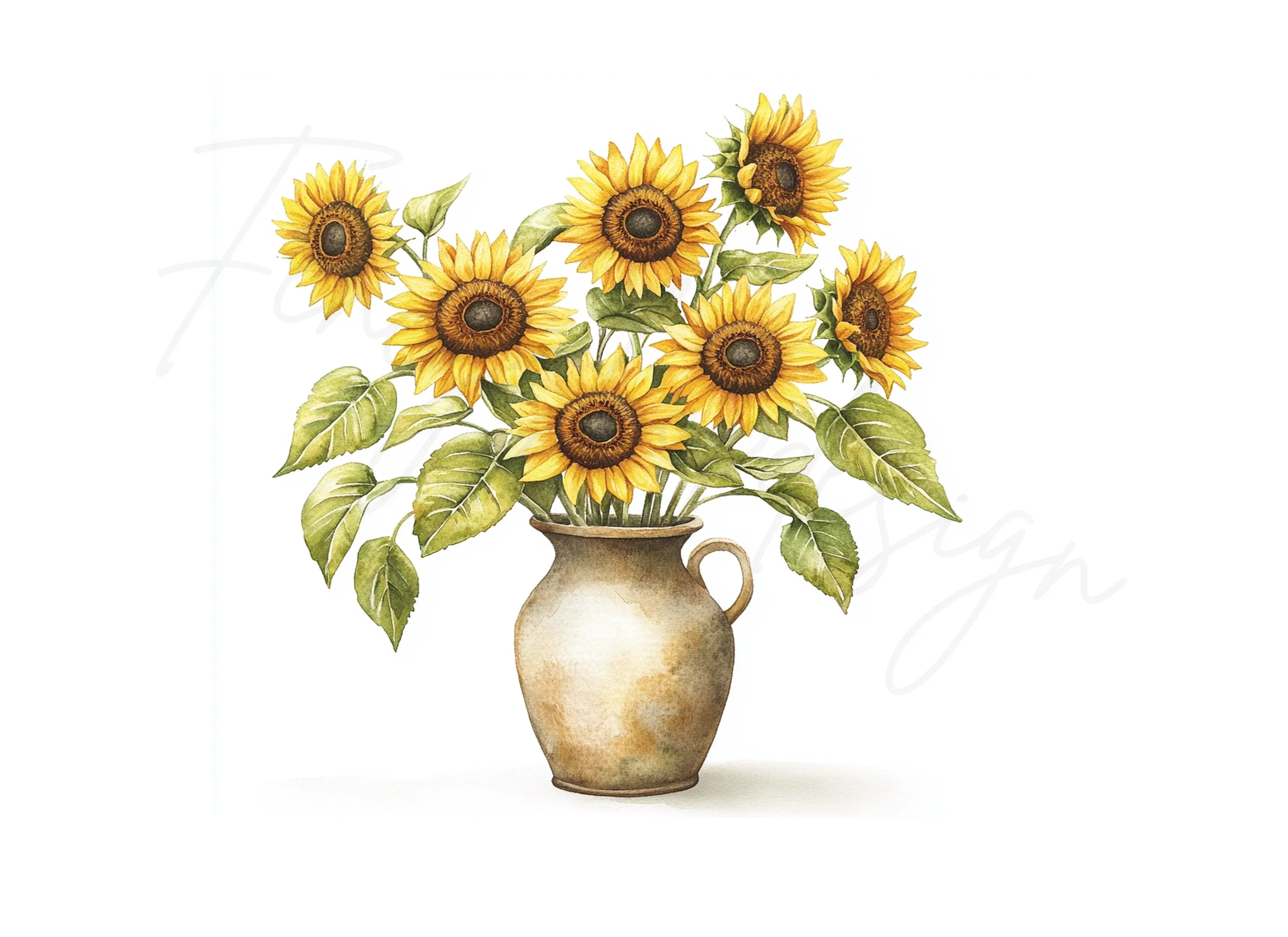 Sunflower Bouquets in Vases Clipart Bundle