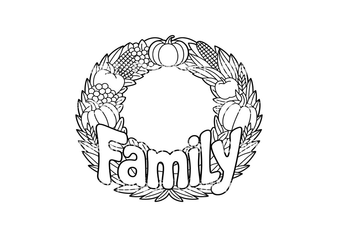 Thanksgiving Family Wreath Coloring Books