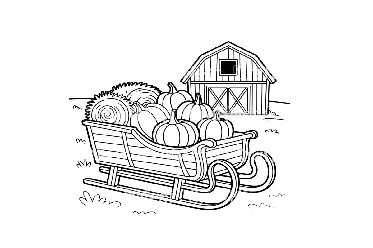 Autumn Harvest Sleighs Coloring Books