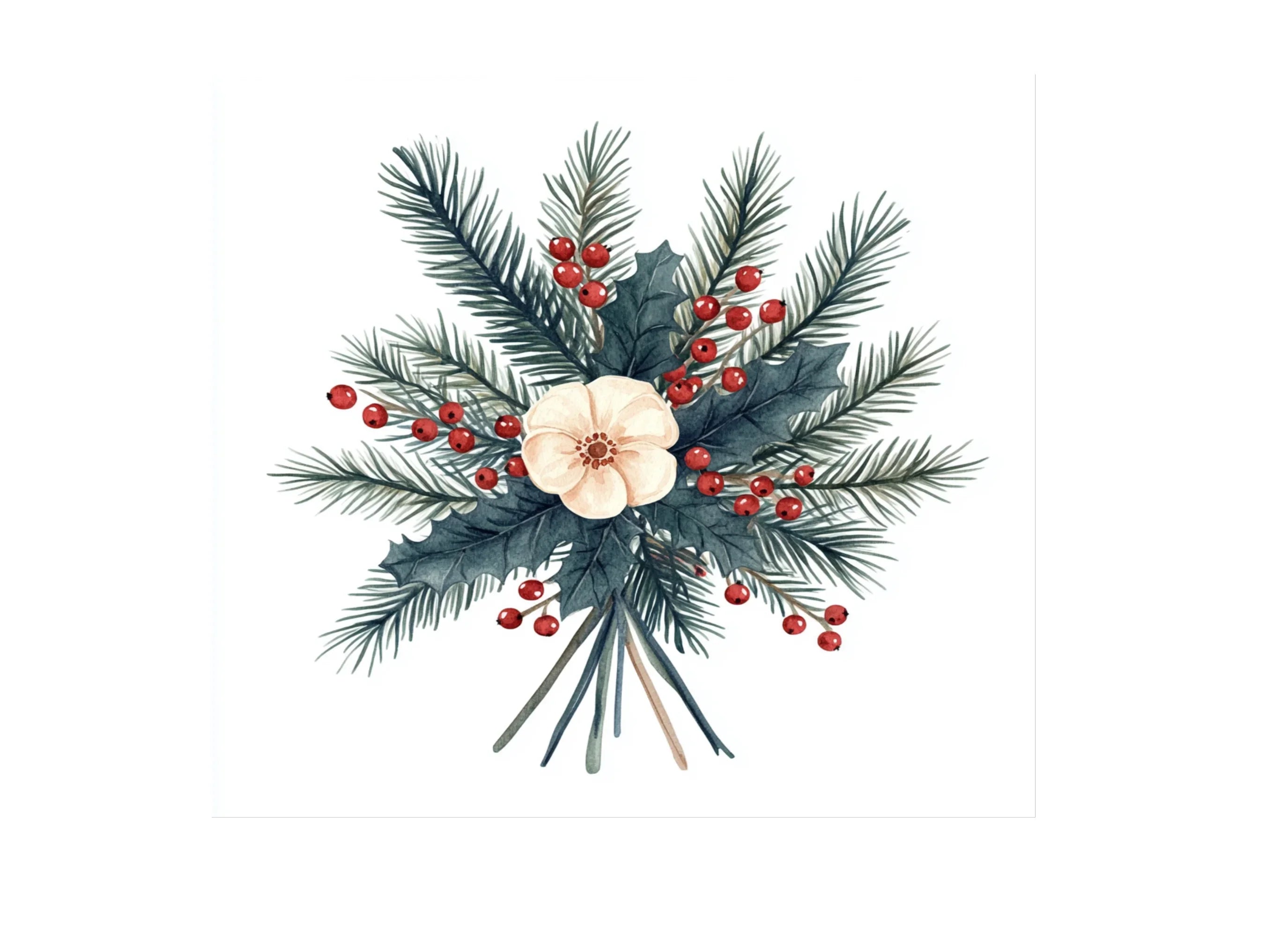 Festive Winter Botanical Clipart Bundle