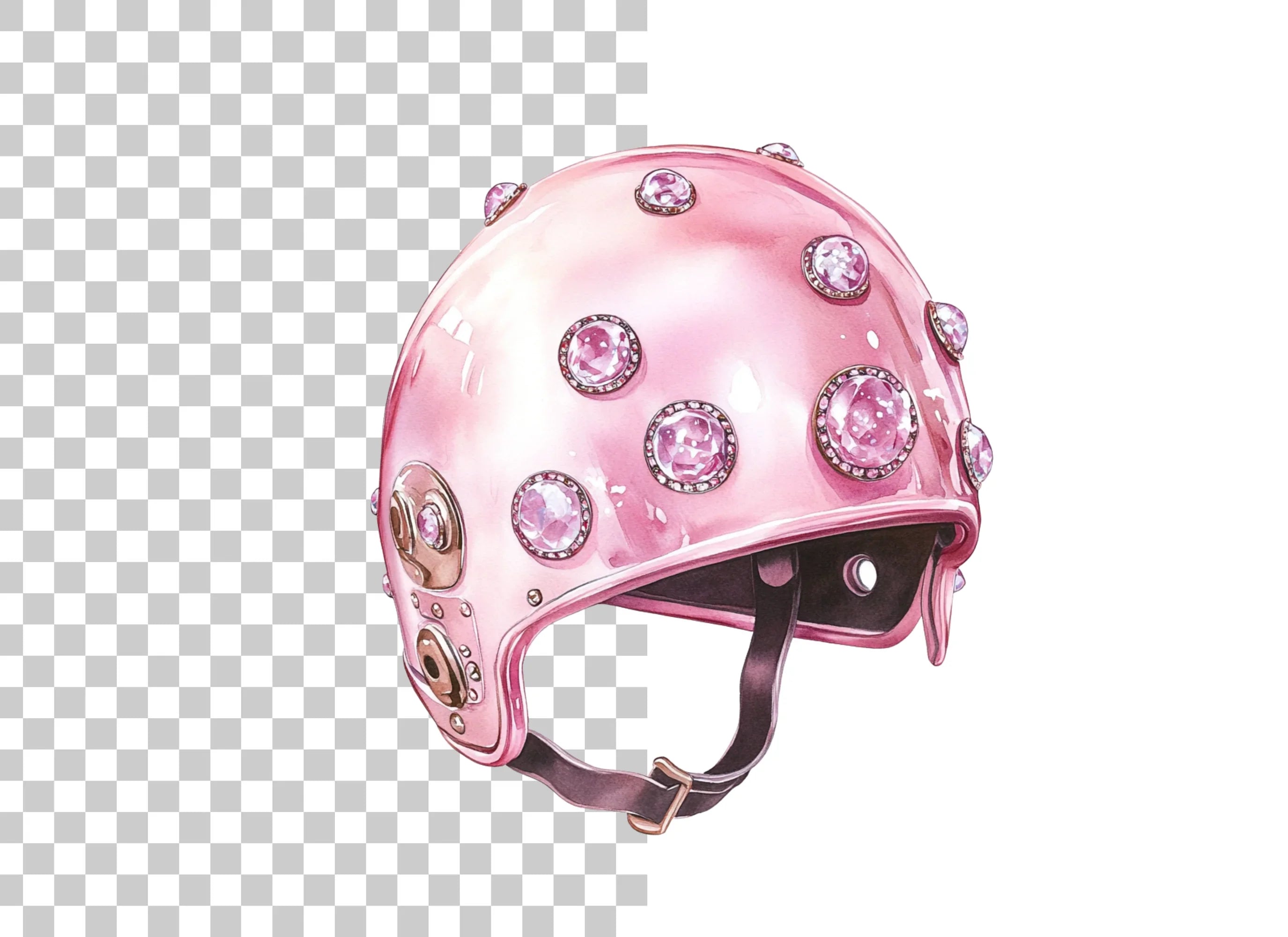 Pink Glam Helmets Clipart Bundle