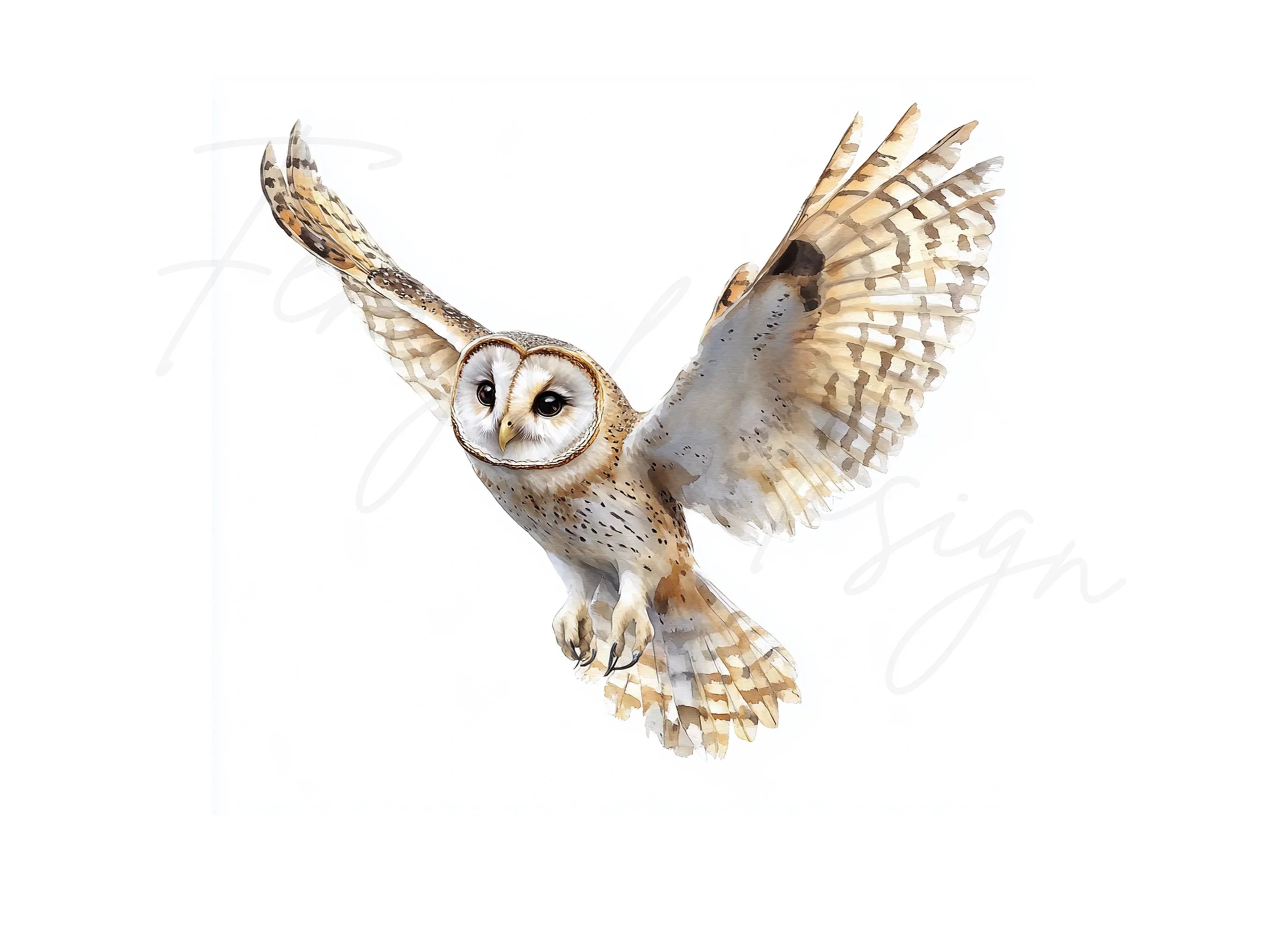 Barn Owl Flying Clipart Bundle