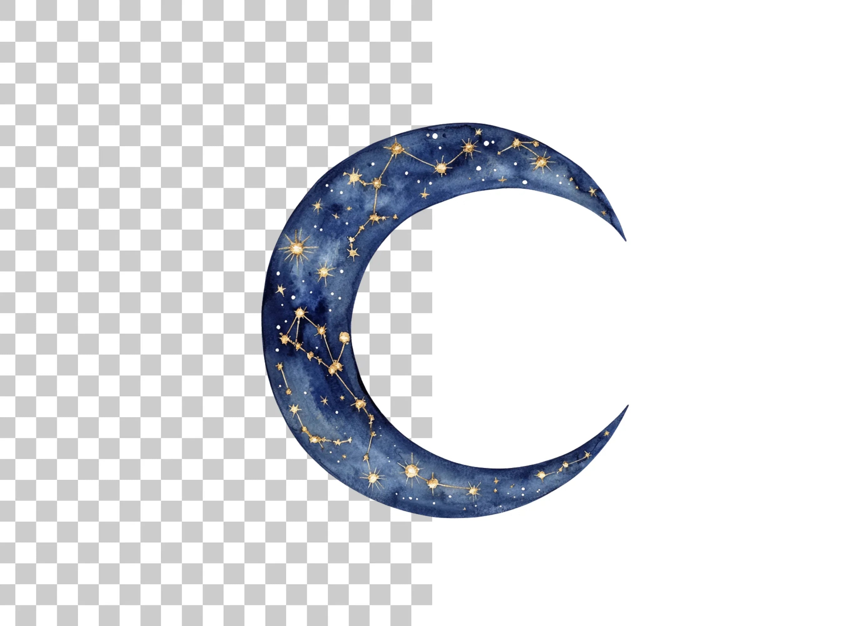Mystical Blue Moon Constellation Clipart Bundle