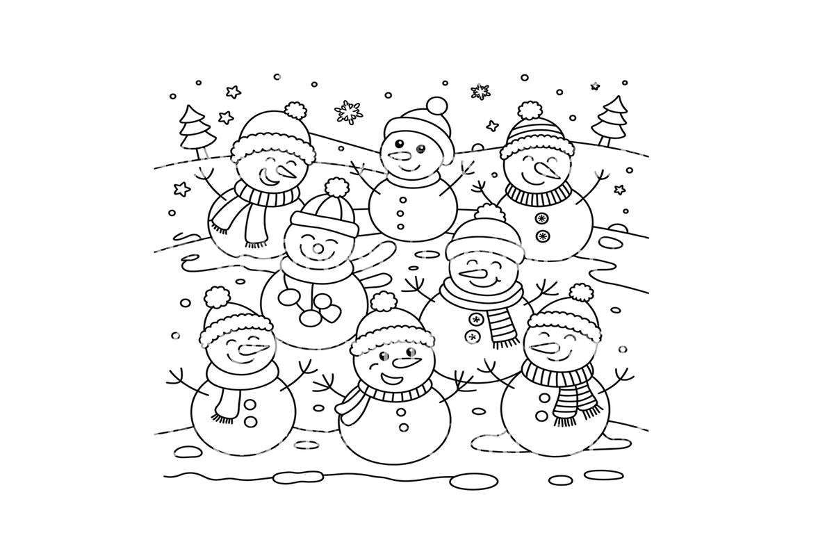 Happy Snowmen Winter Coloring Books