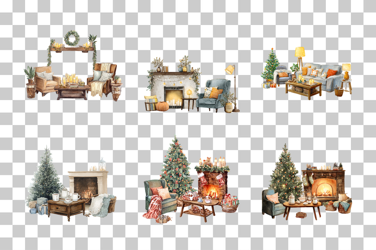 Cozy Fireplace Clipart Bundle