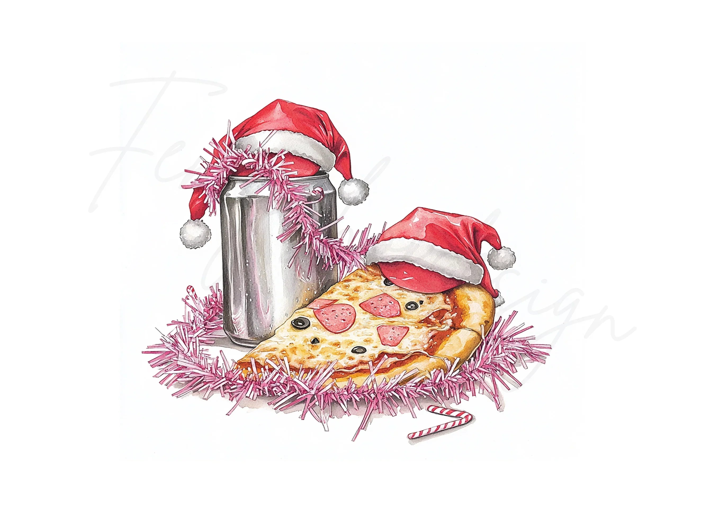 Christmas Pizza and Soda Can Clipart Bundle