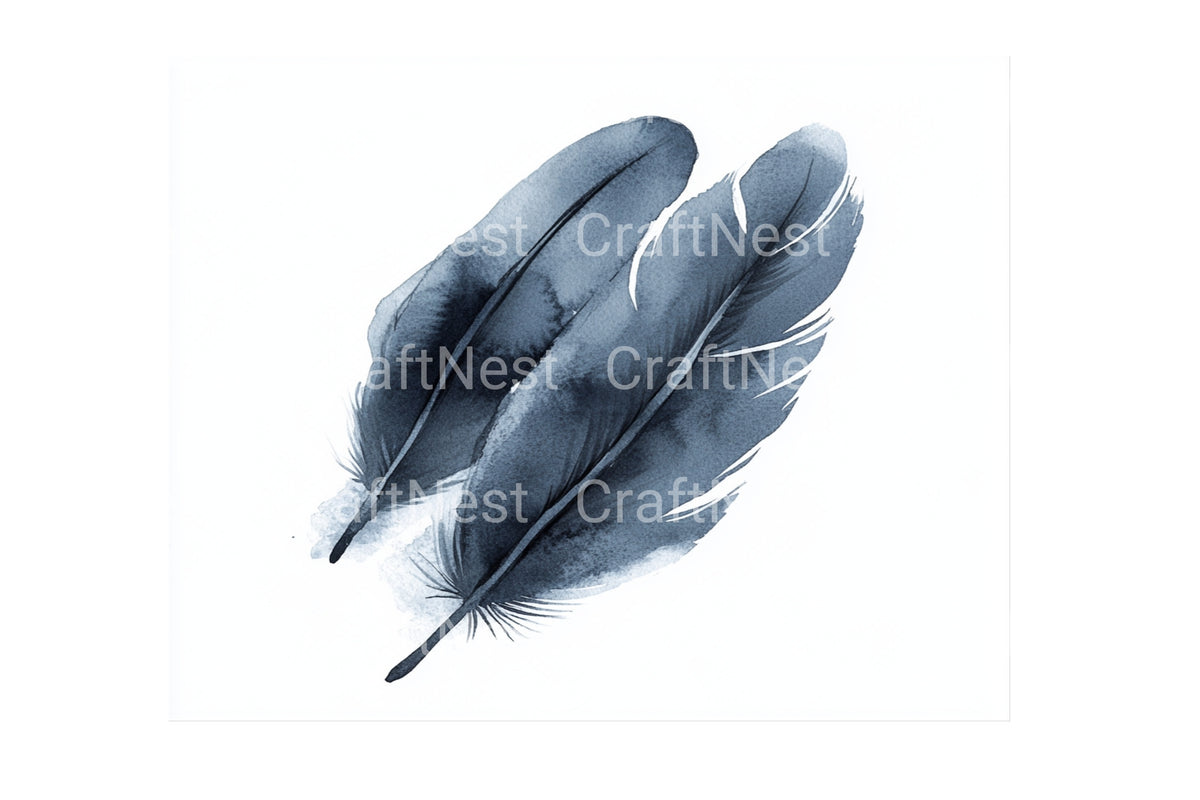 Monochrome Feather Clipart Bundle
