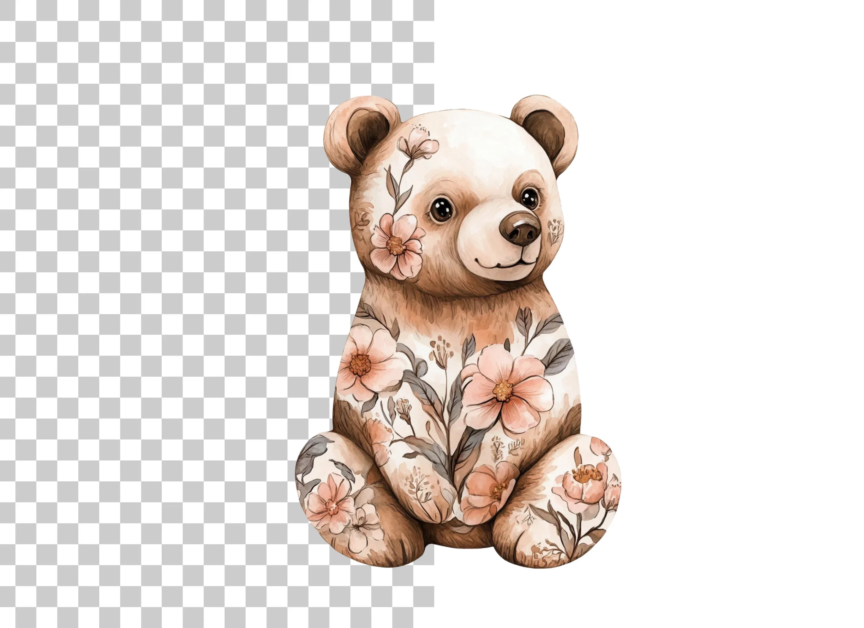 Floral Bear Baby Shower Clipart Bundle