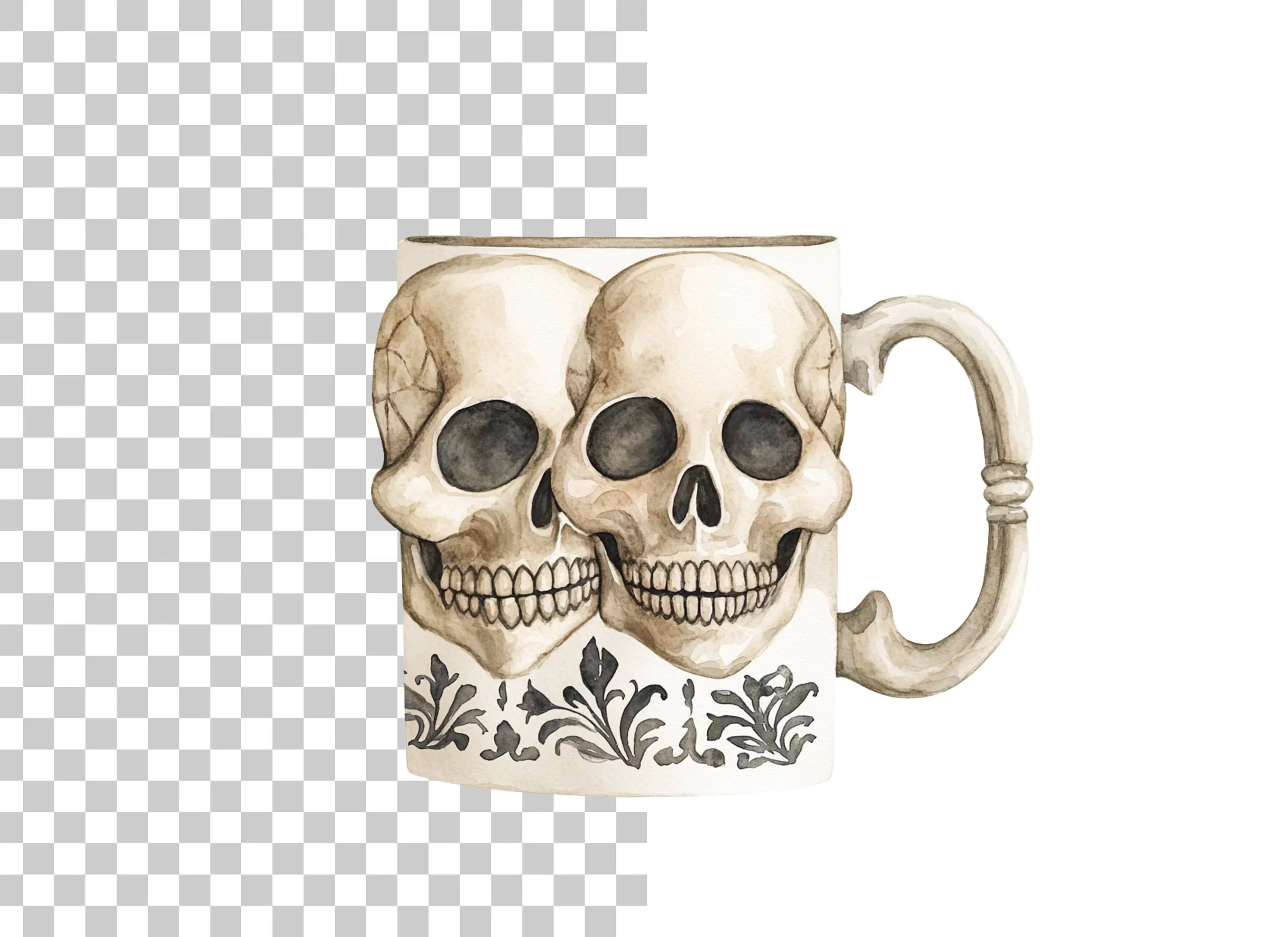 Skull Halloween Decor Clipart Bundle