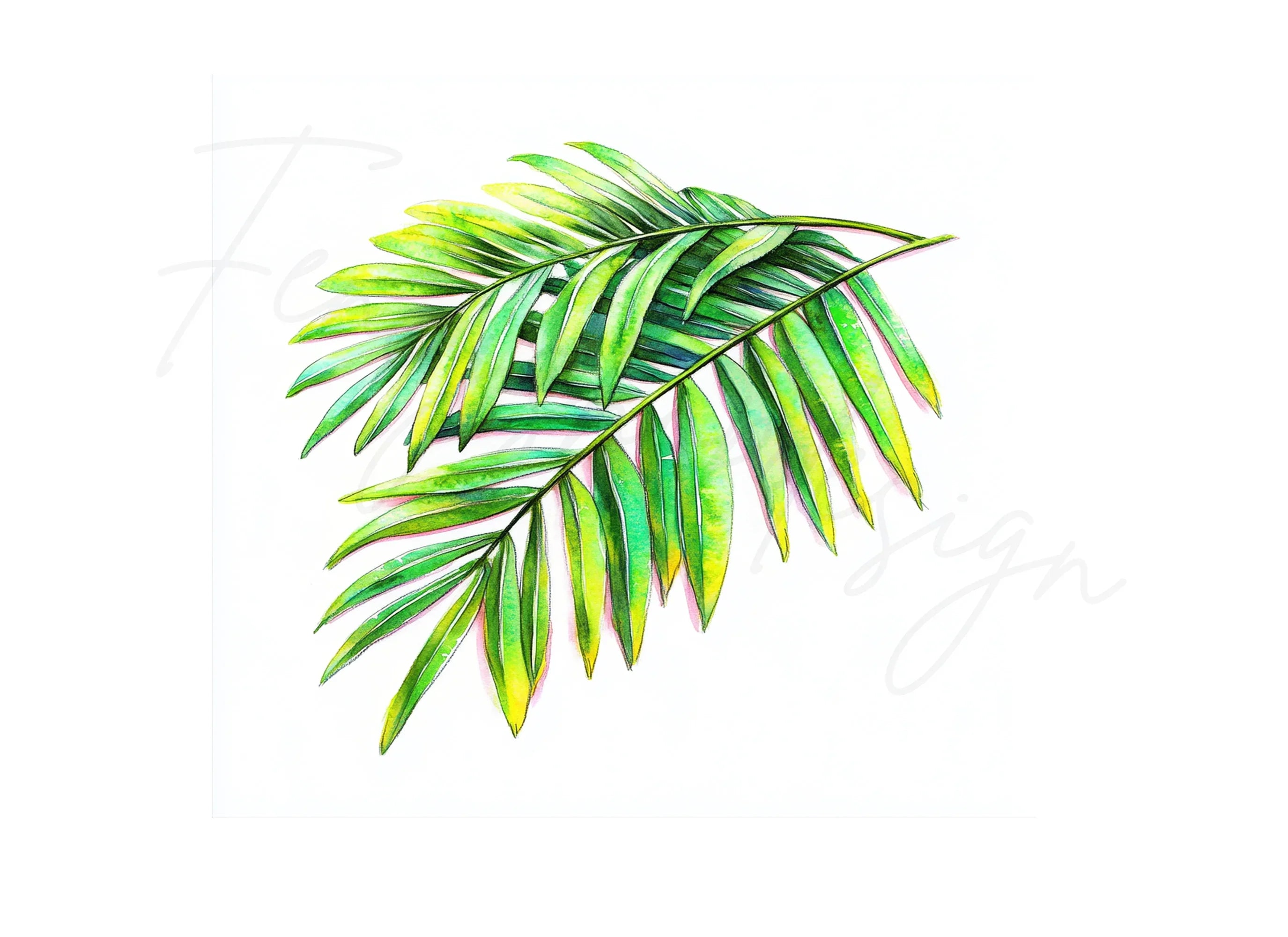 Lush Green Palm Leaves Clipart Bundle