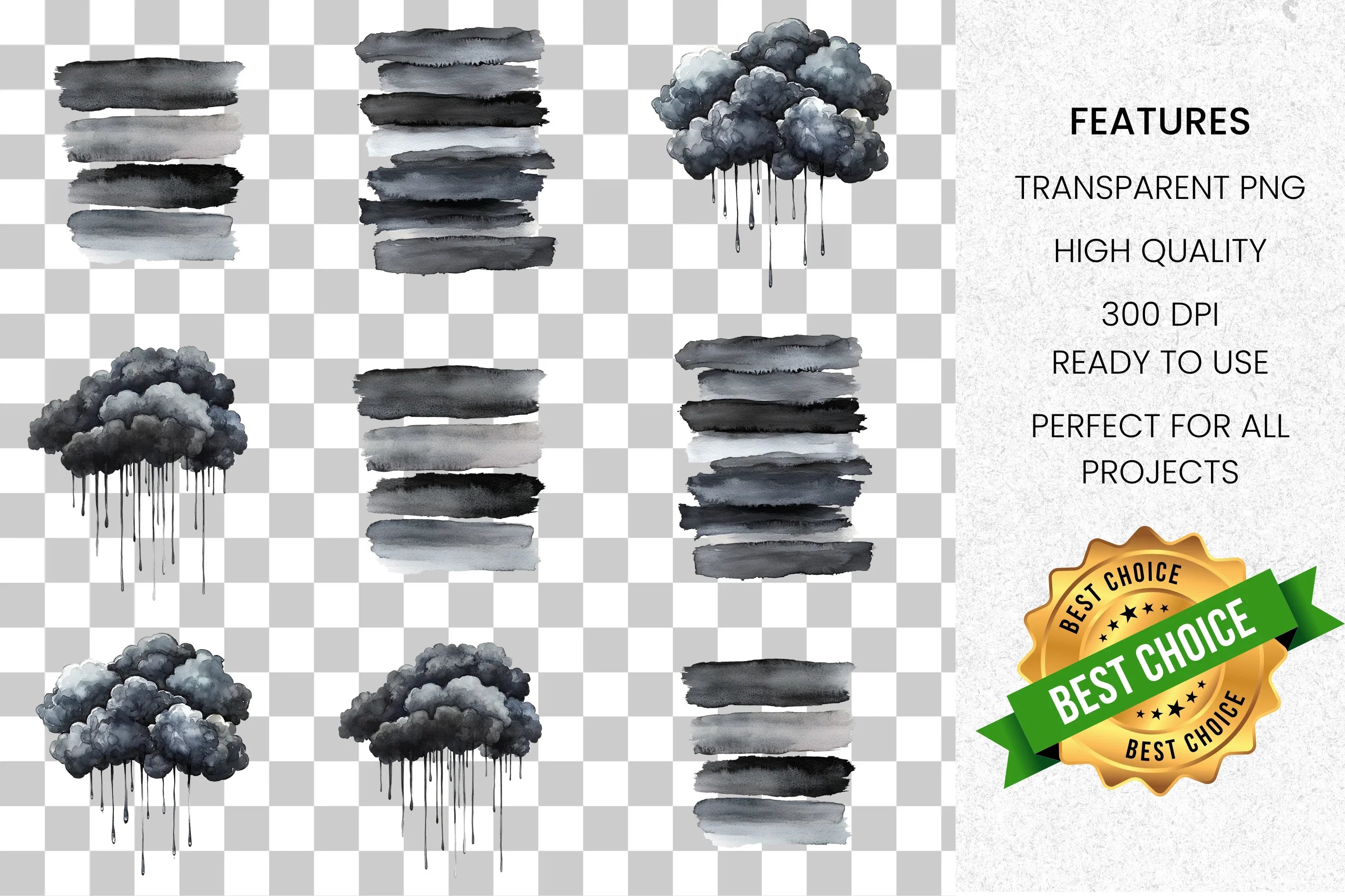Abstract Black Elements Clipart Bundle