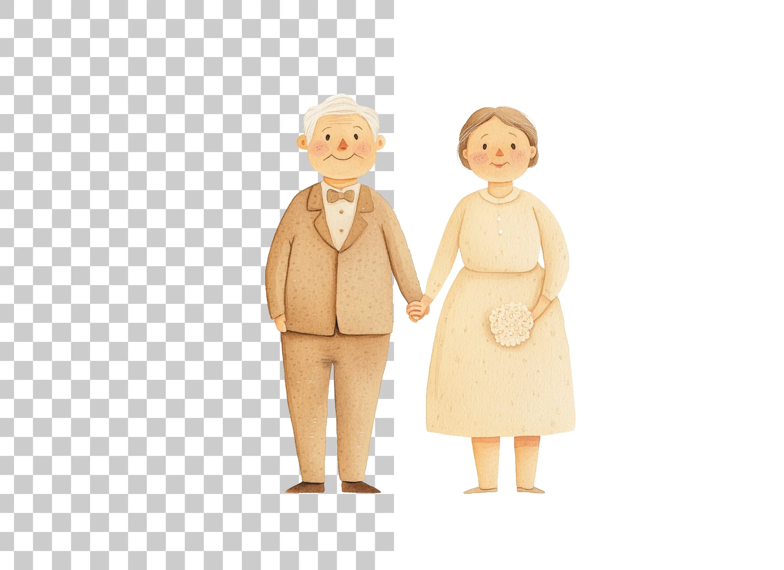 Elderly Couple Wedding Clipart Bundle