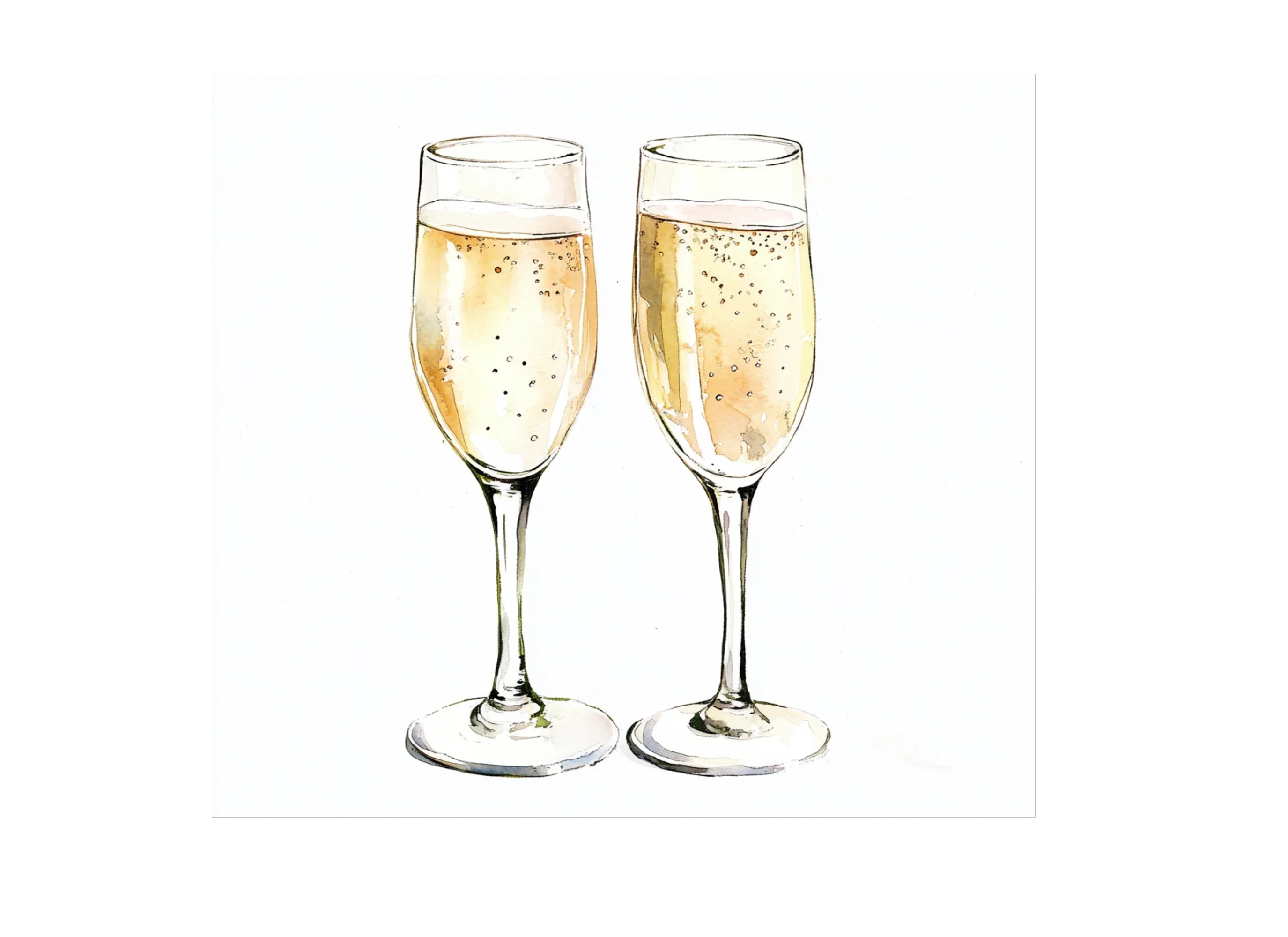 Elegant Champagne Flutes Clipart Bundle