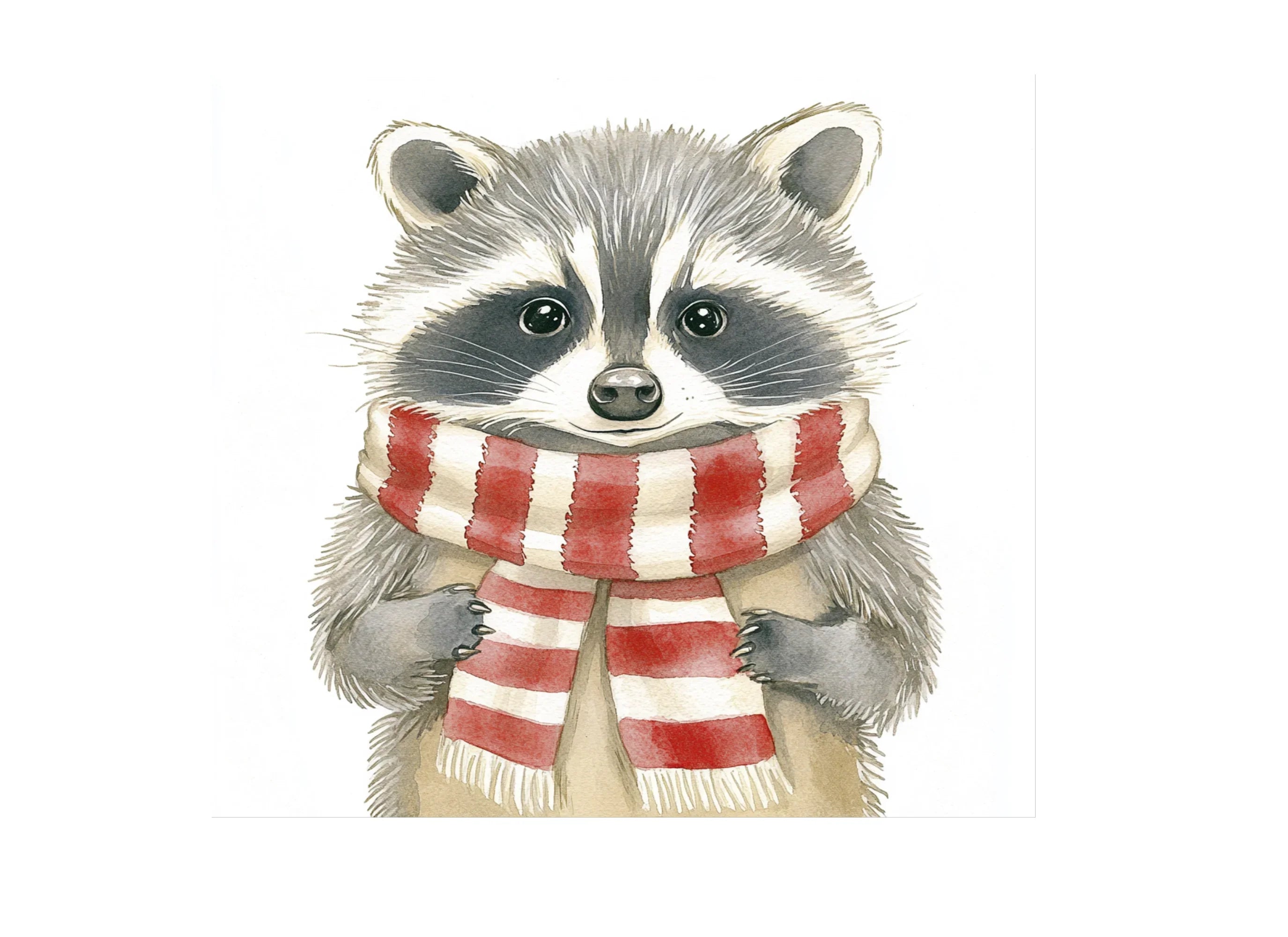 Cute Raccoons with Winter Scarves Clipart Bundle