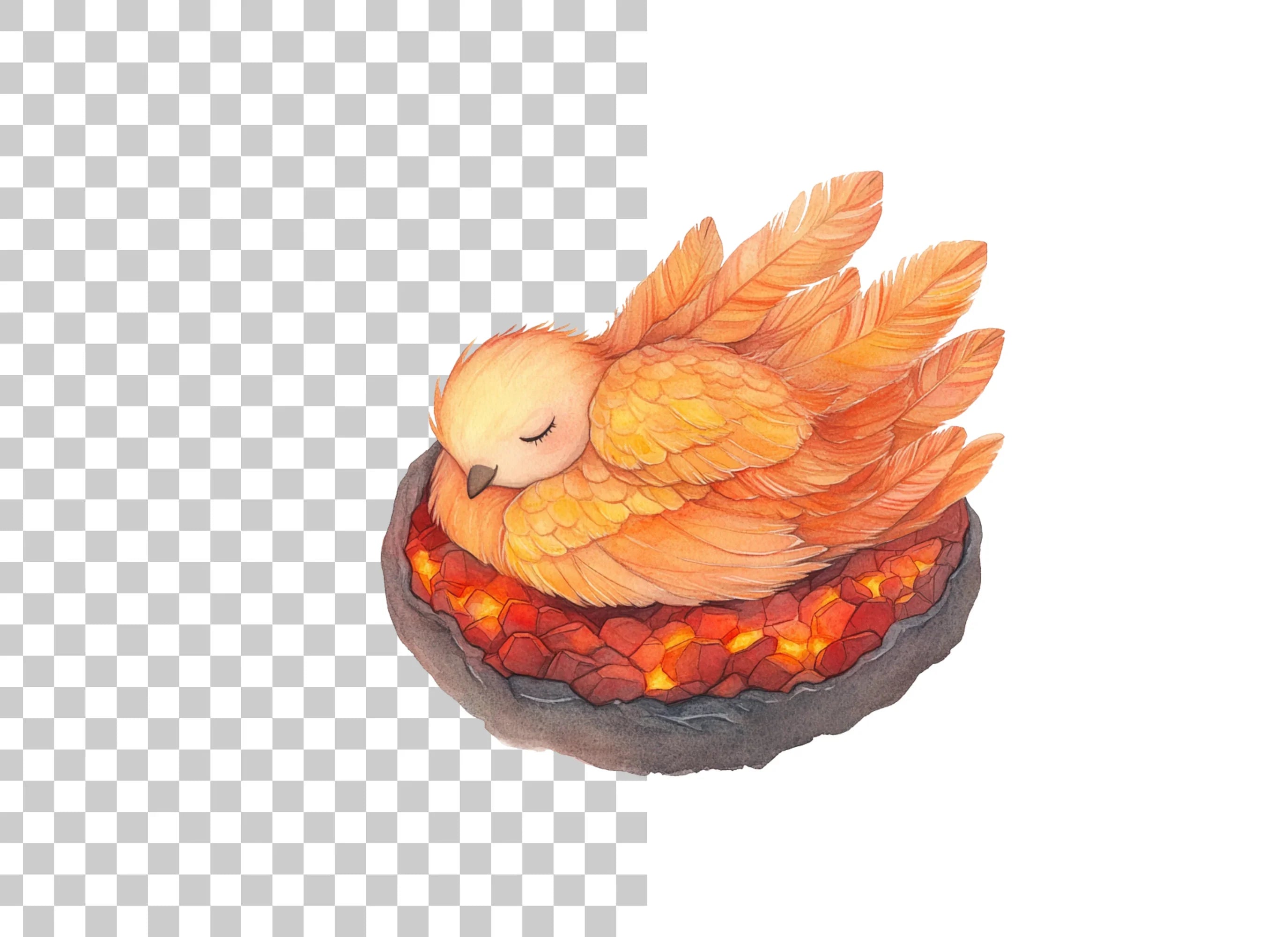 Sleeping Phoenix Bird Clipart Bundle