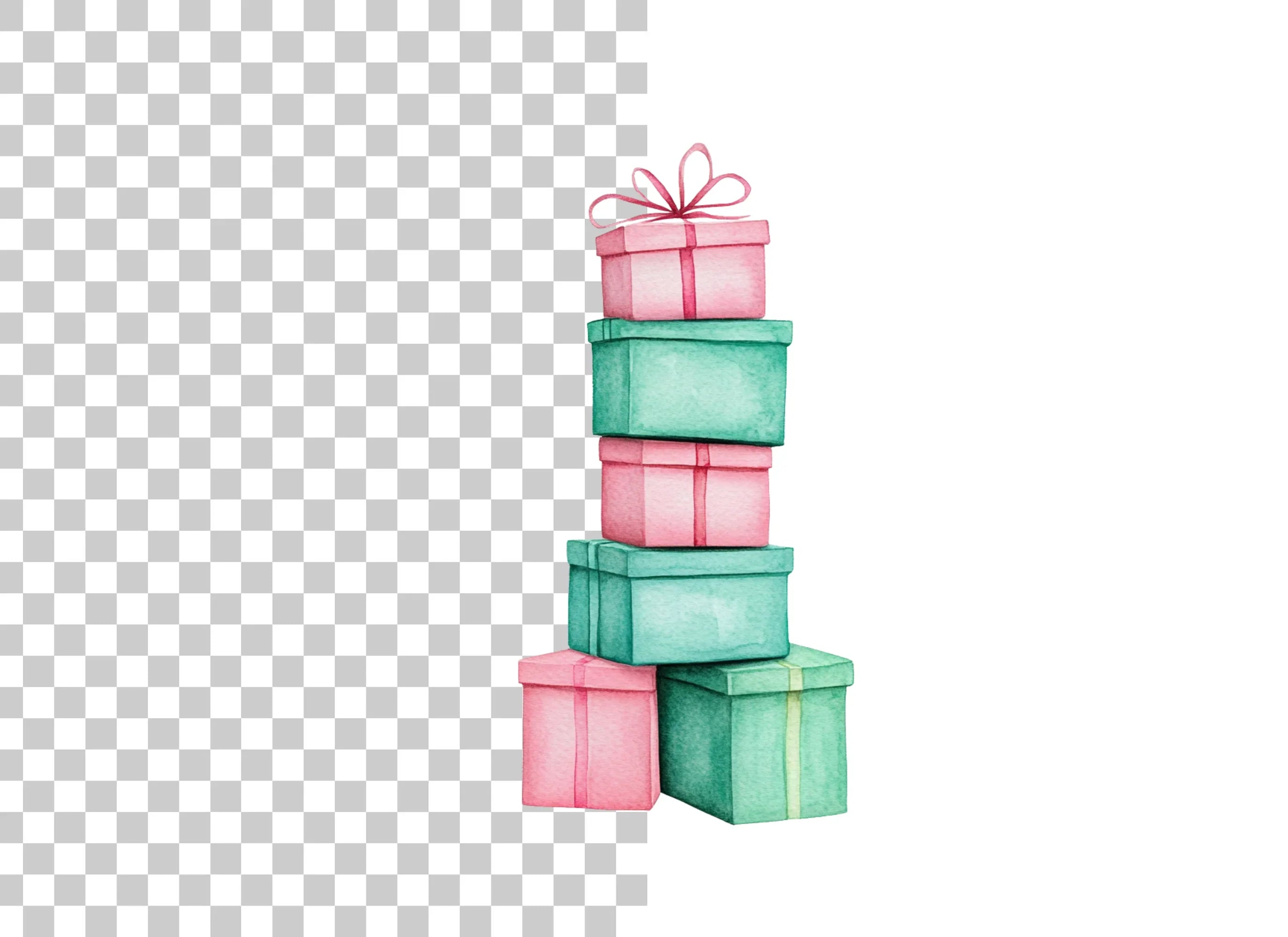 Christmas Gift Box Stacks Clipart Bundle