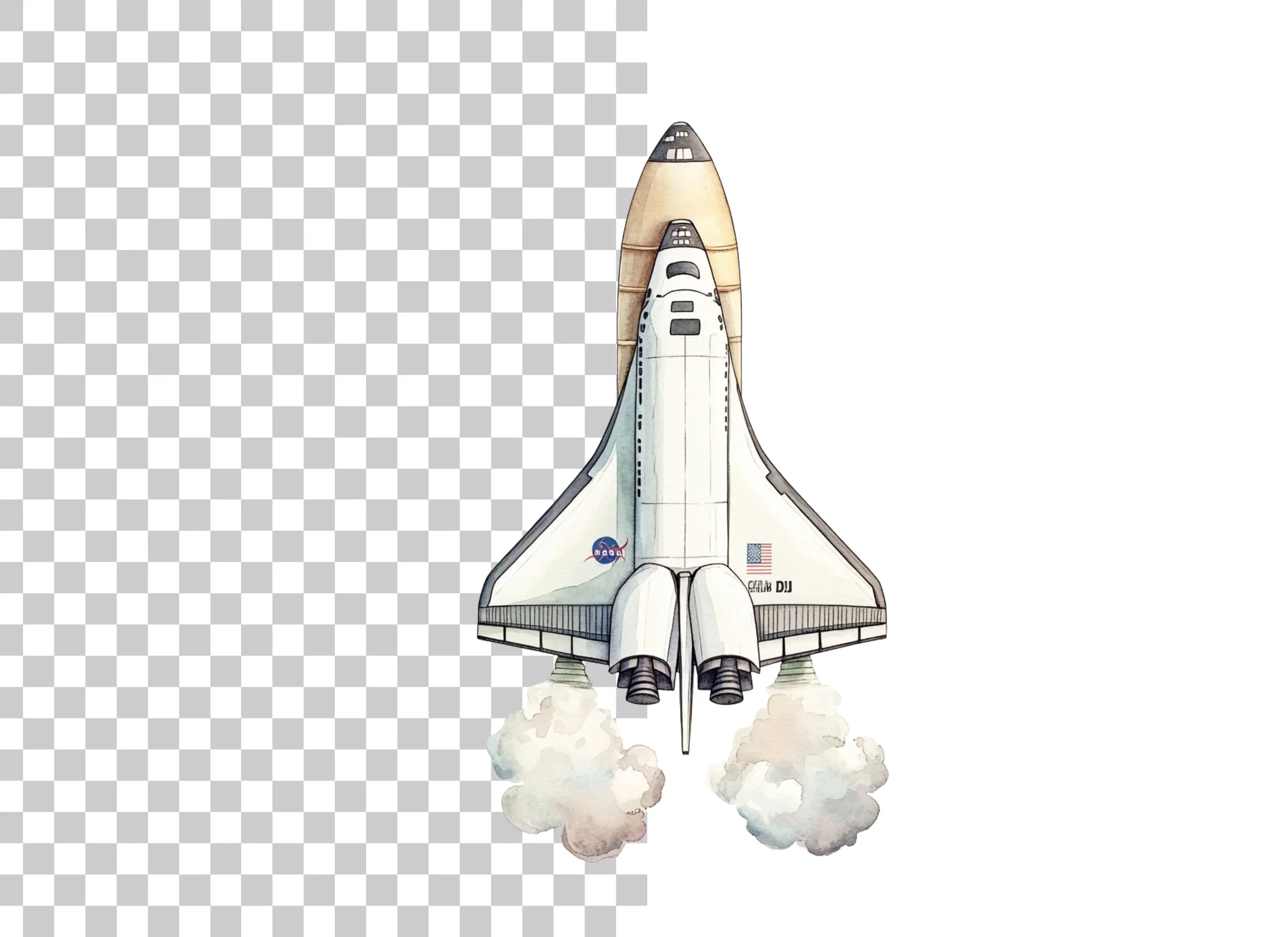 Space Shuttle Launch Clipart Bundle