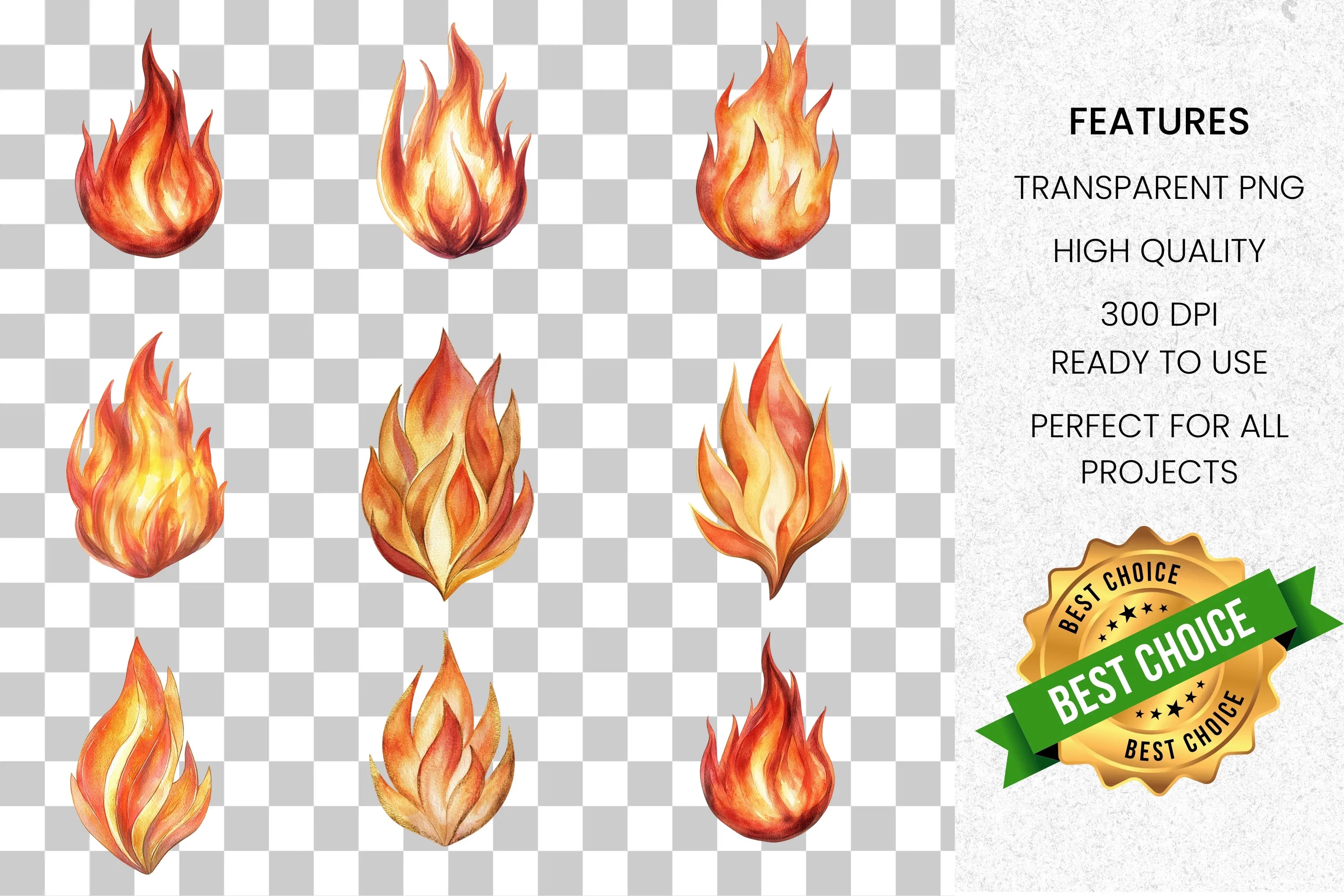 Vibrant Fire Flames Clipart Bundle
