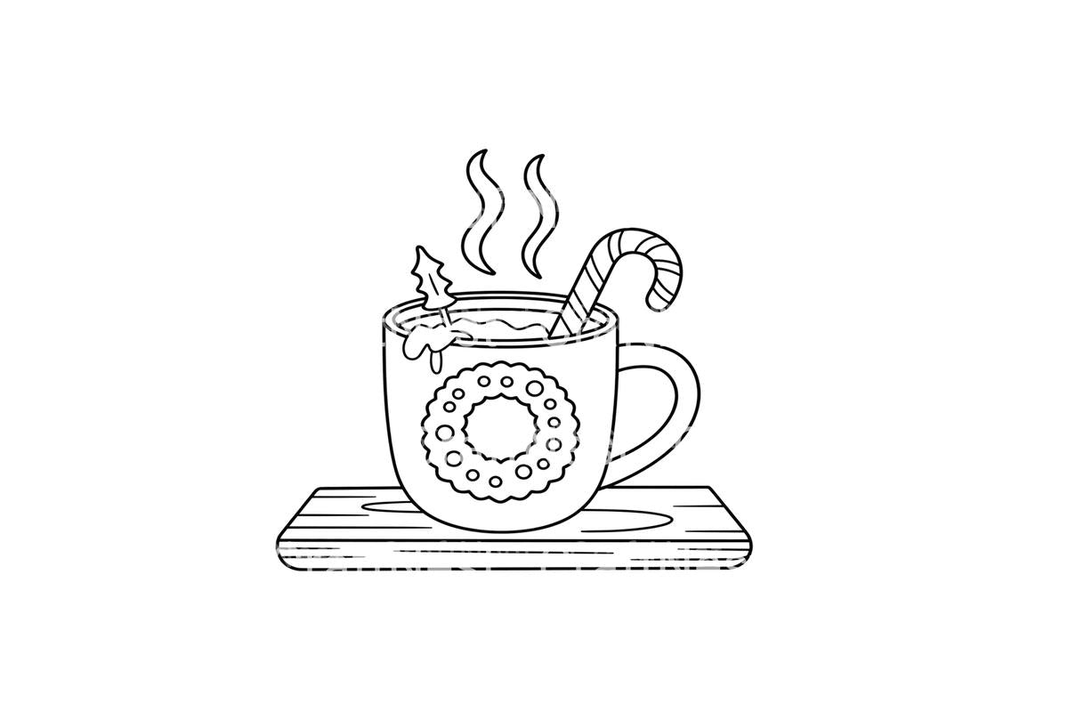 Hot Chocolate Christmas Mugs Coloring Books