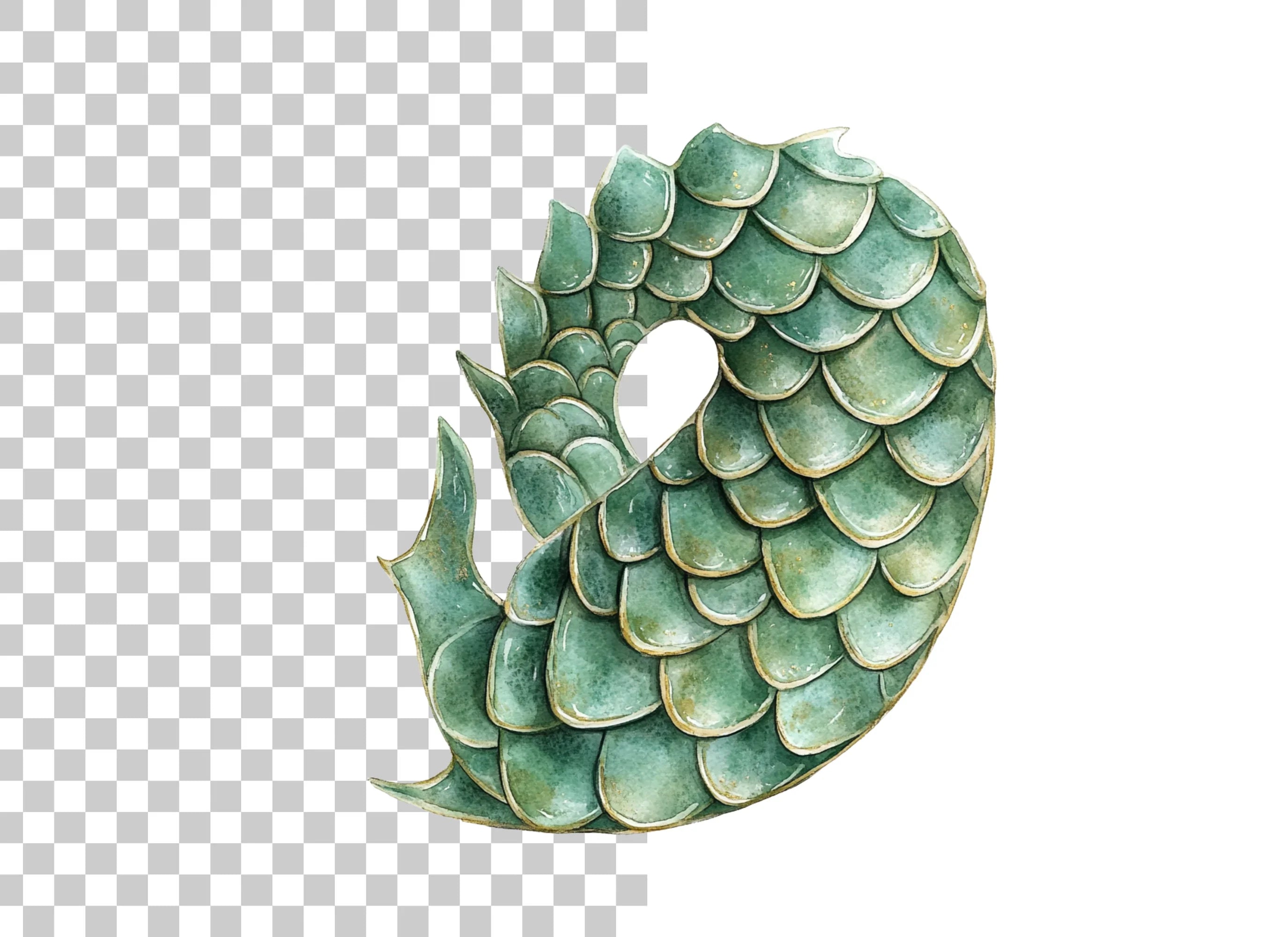 Green Dragon Scales Clipart Bundle