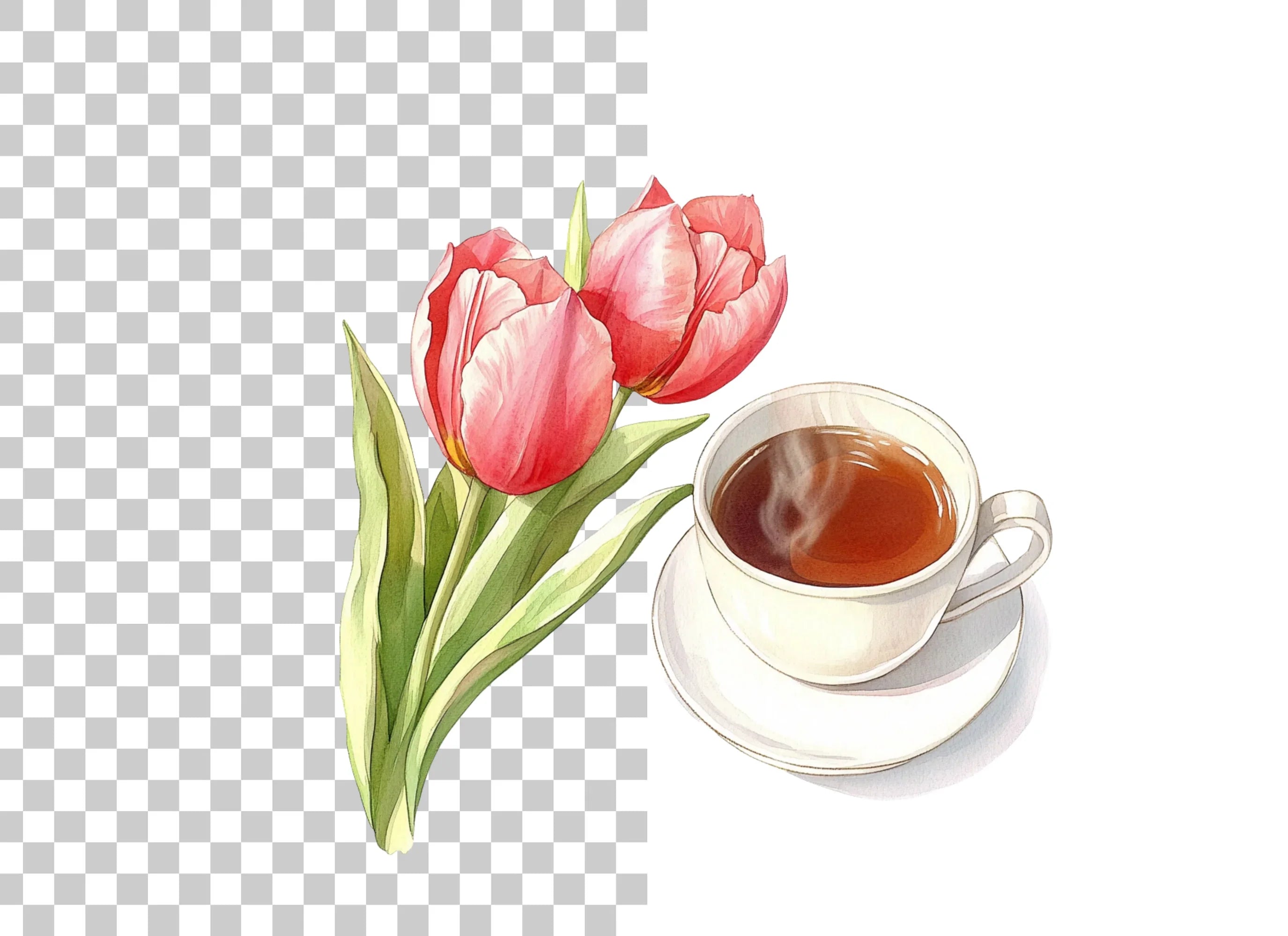 Tulips and Coffee Clipart Bundle