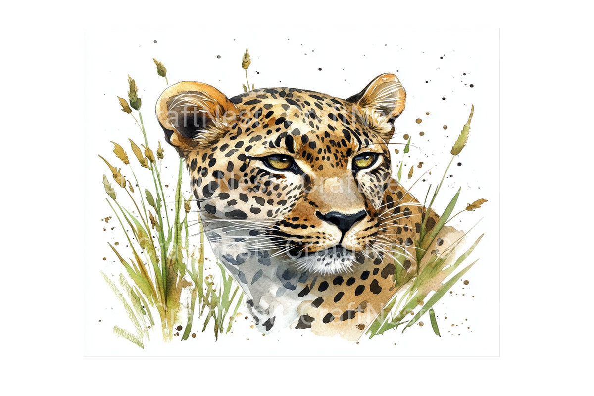 Leopard In Tall Grass Clipart Bundle