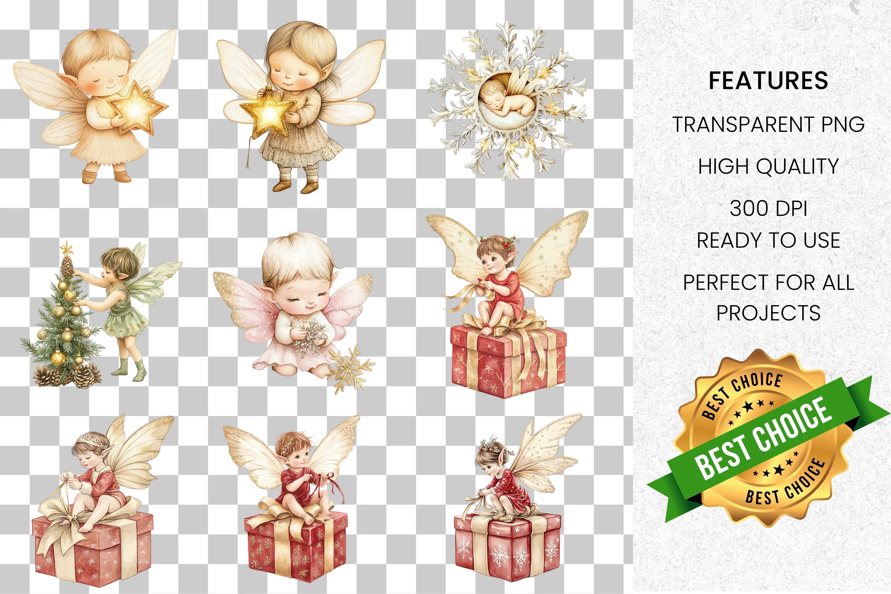 Christmas Fairy Clipart Bundle
