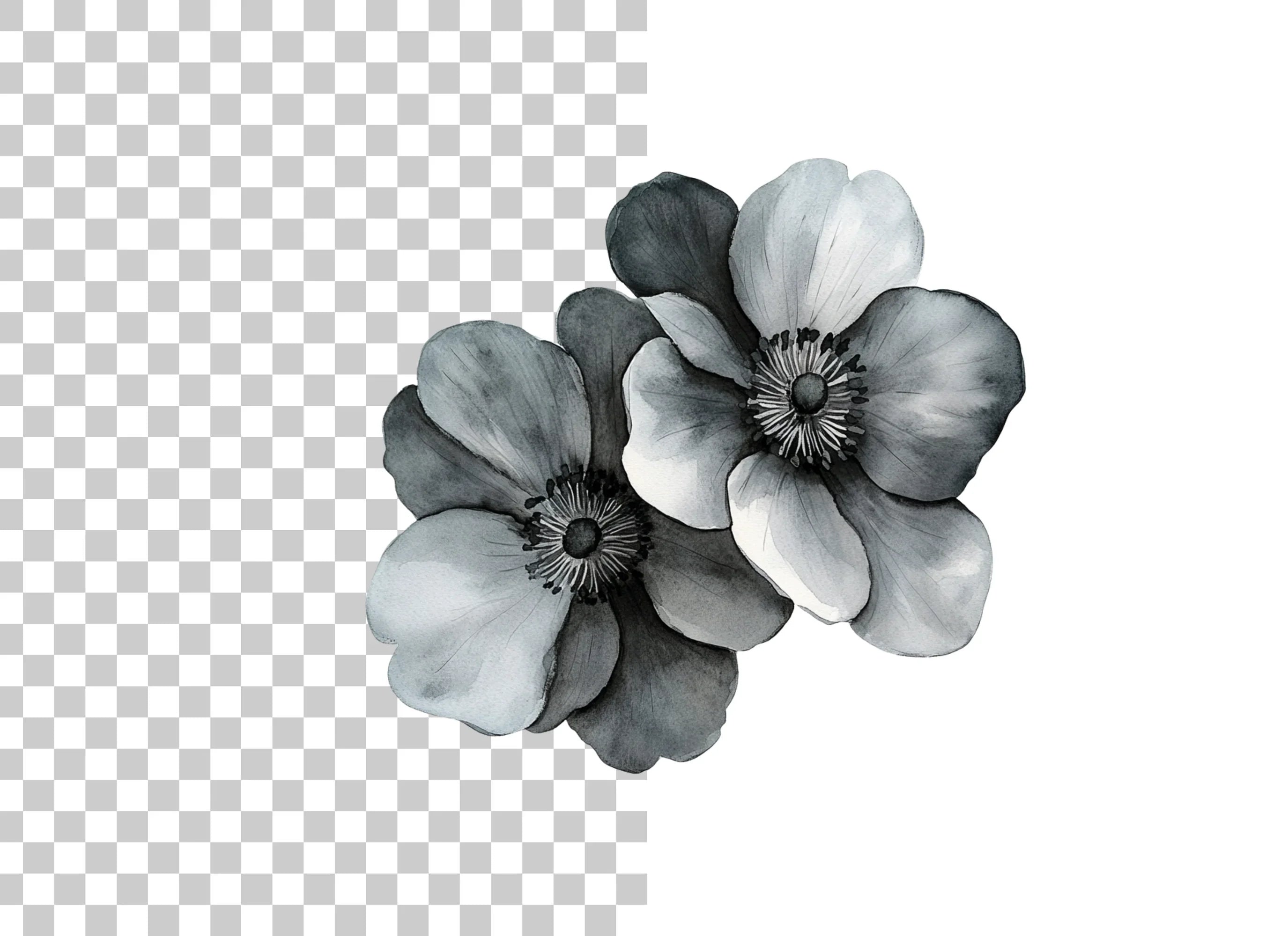 Elegant Grey Floral Clipart Bundle