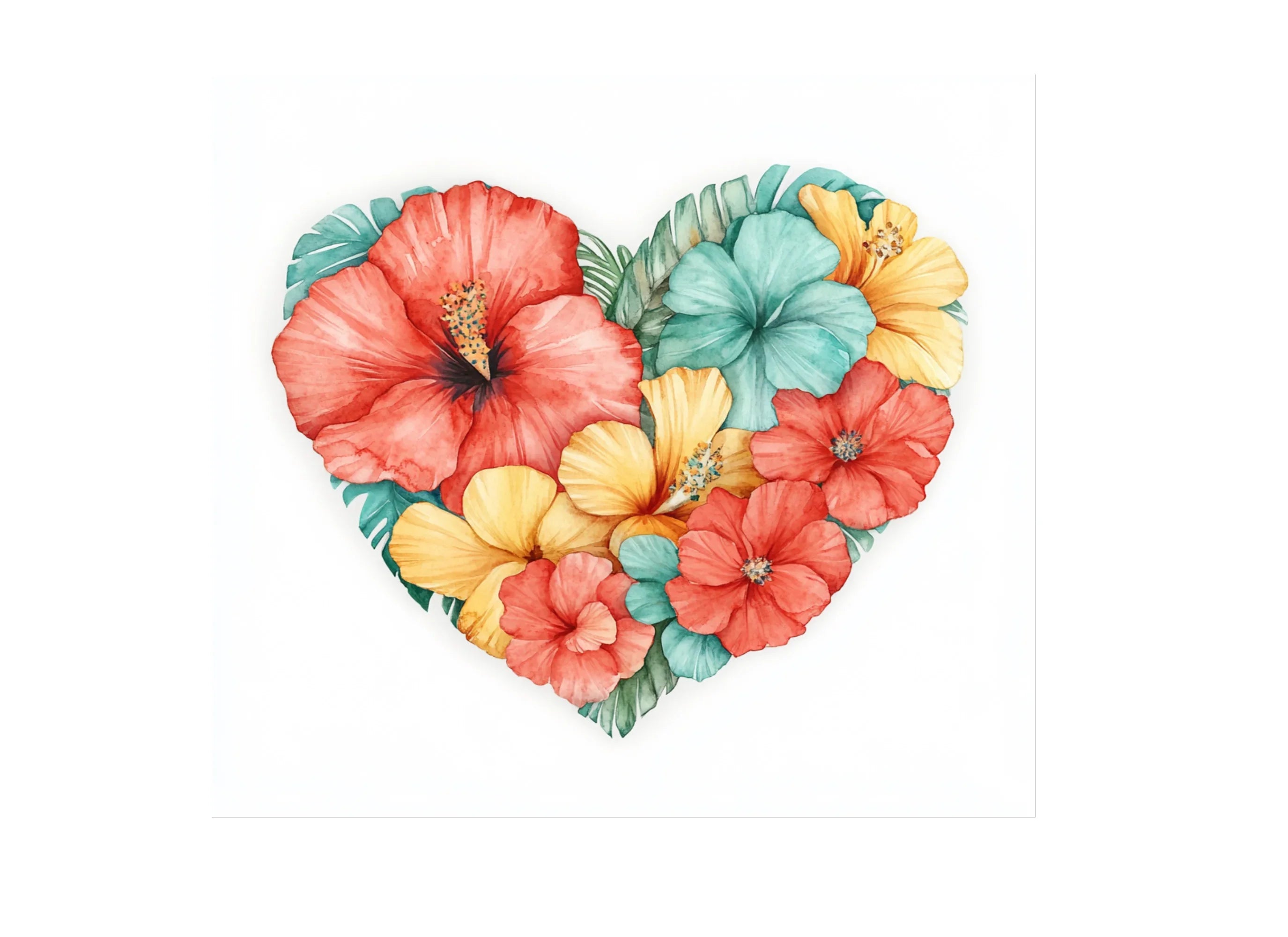 Hibiscus Heart Clipart Bundle