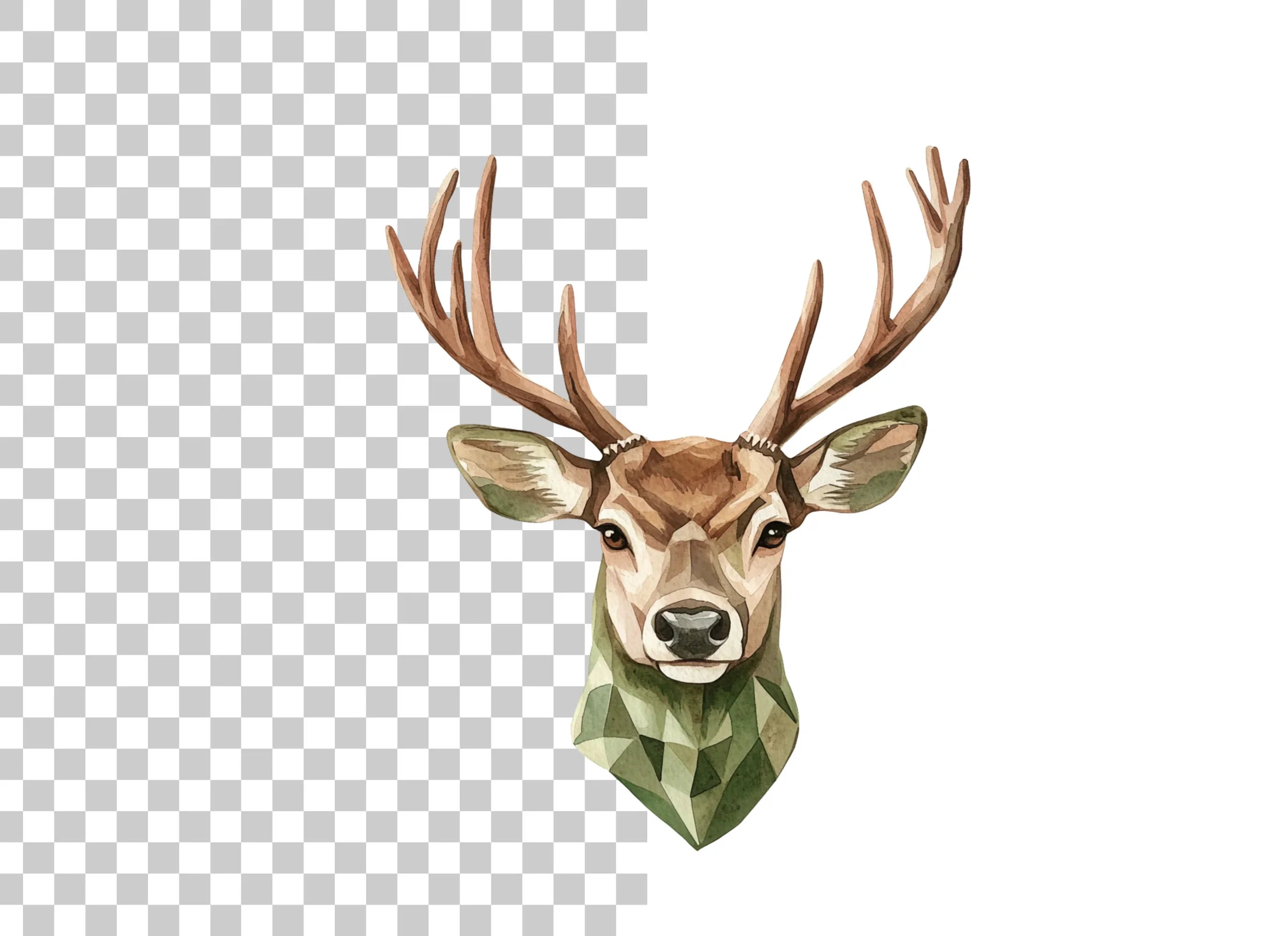 Geometric Deer Head Clipart Bundle