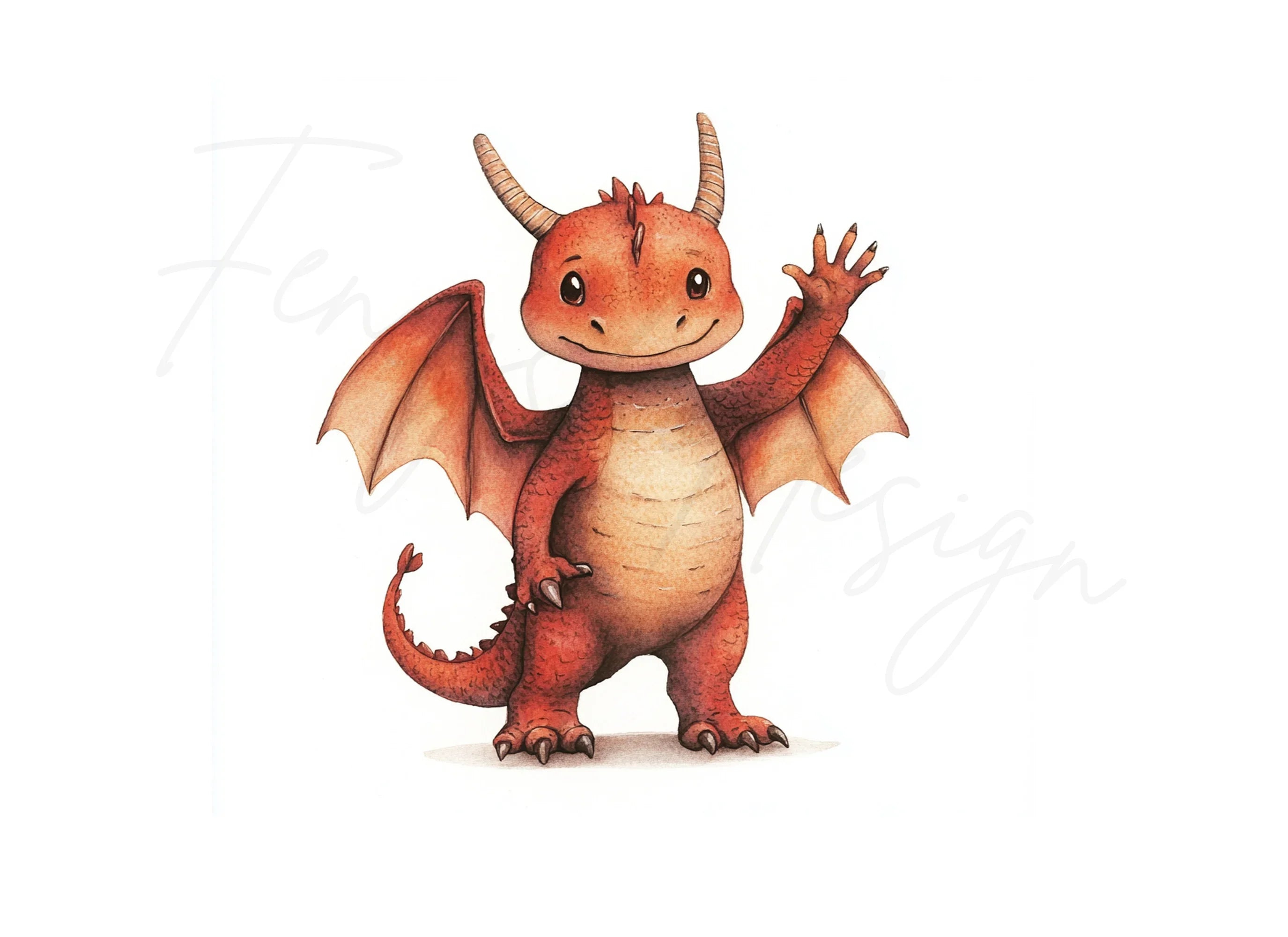 Friendly Waving Dragon Clipart Bundle
