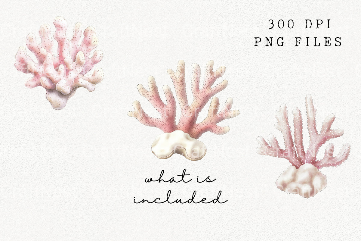 Pink Coral Reef Ocean Clipart Bundle