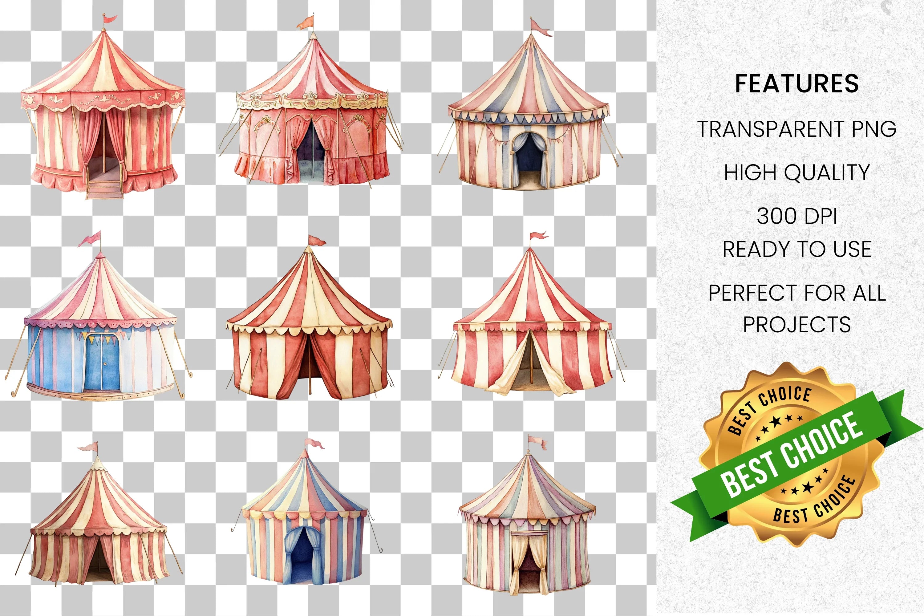 Circus Tent Clipart Bundle