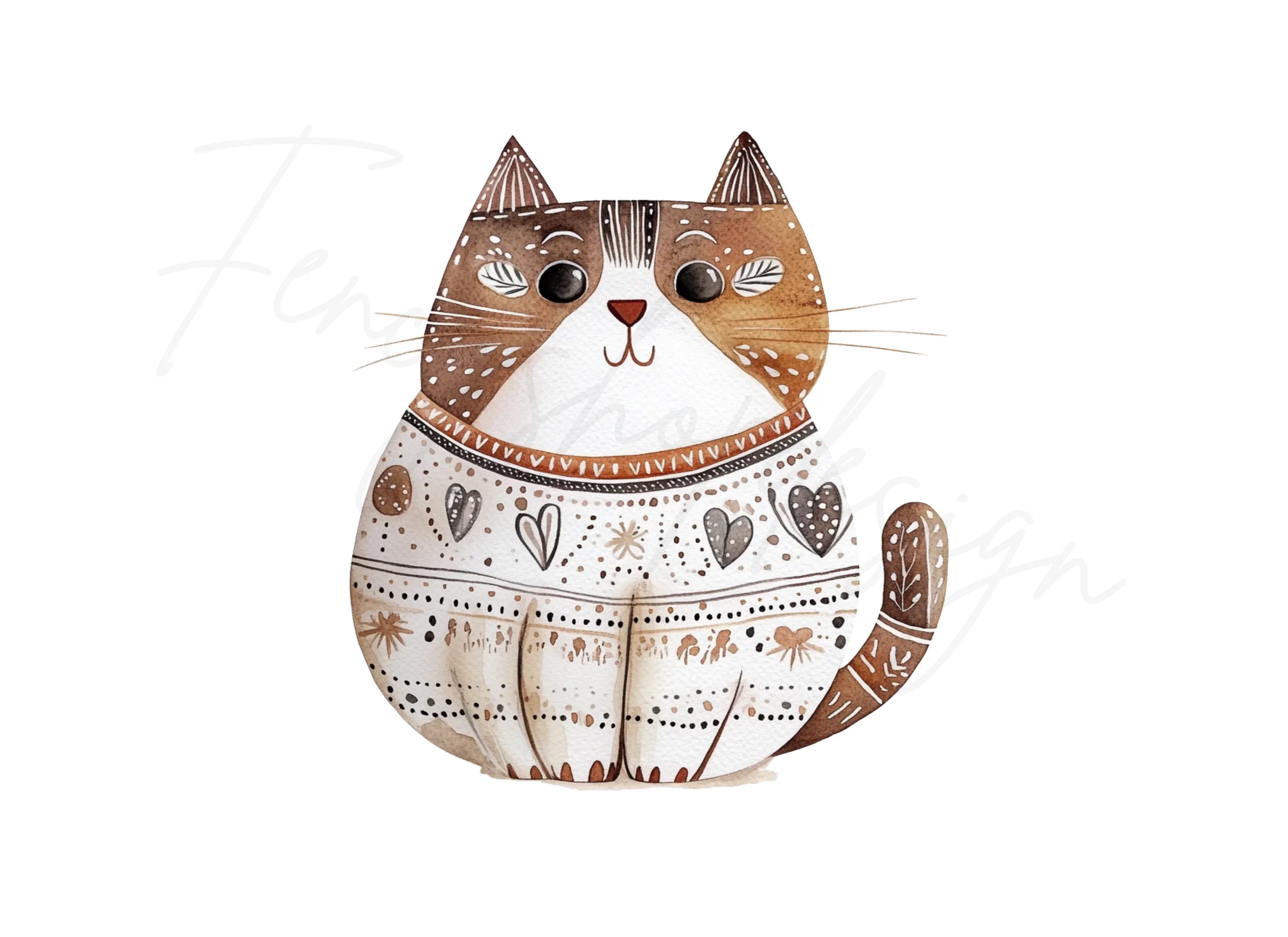 Cute Brown Cat Clipart Bundle