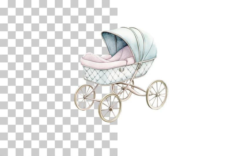 Vintage Baby Carriage Pram Clipart Bundle - CraftNest - Digital Crafting and Art