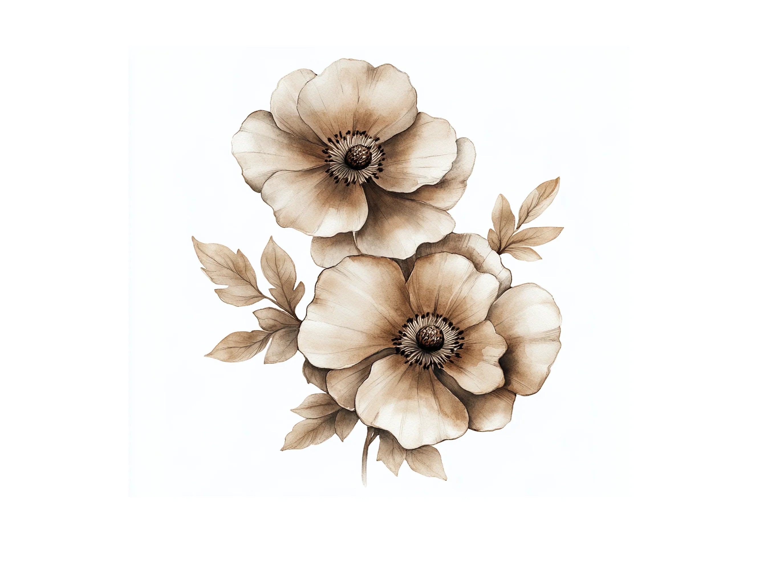 Elegant Sepia Floral Clipart Bundle