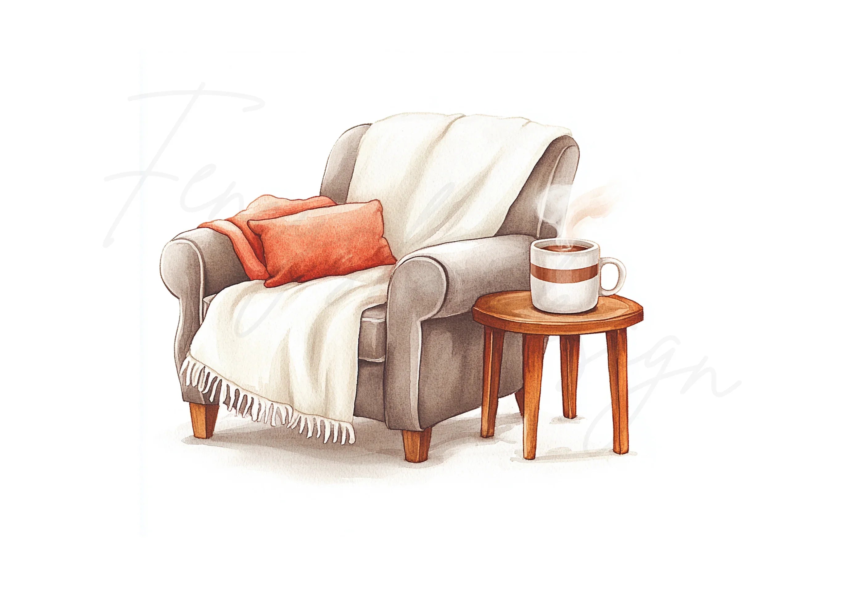 Cozy Armchair and Coffee Clipart Bundle