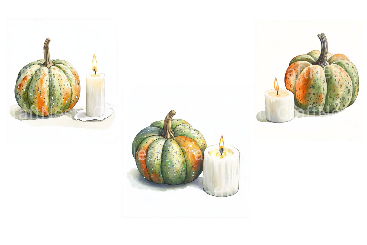 Pumpkins And Candles Clipart Bundle