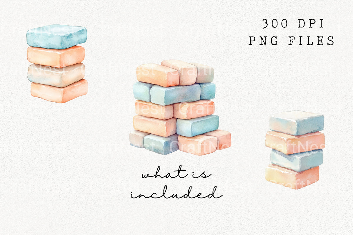 Pastel Building Blocks Clipart Bundle