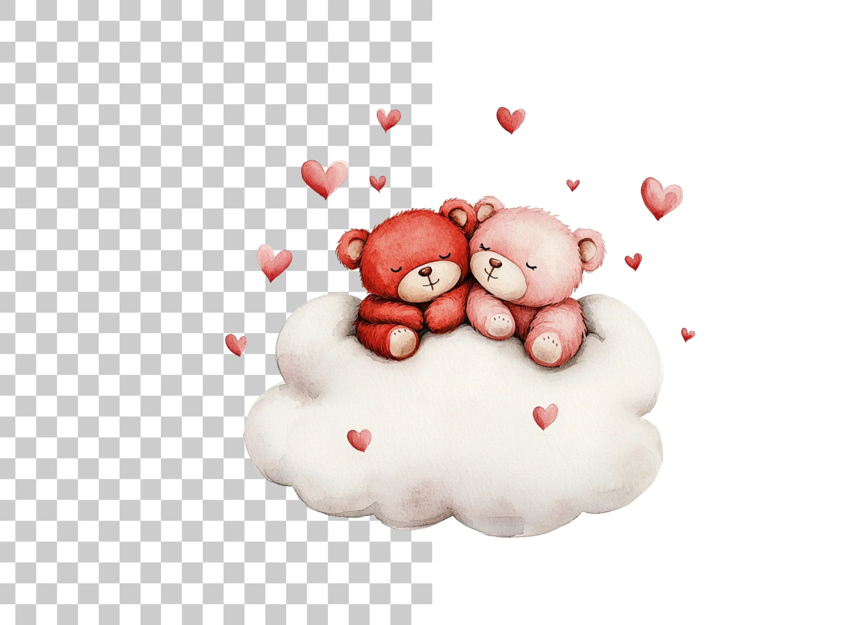 Valentine Teddy Bears on Clouds Clipart Bundle